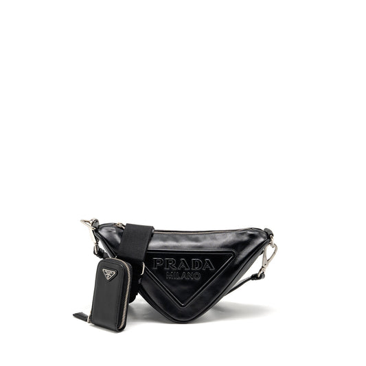 Prada Triangle Purse Handbag Leather Black Travel Bag Black Handbag