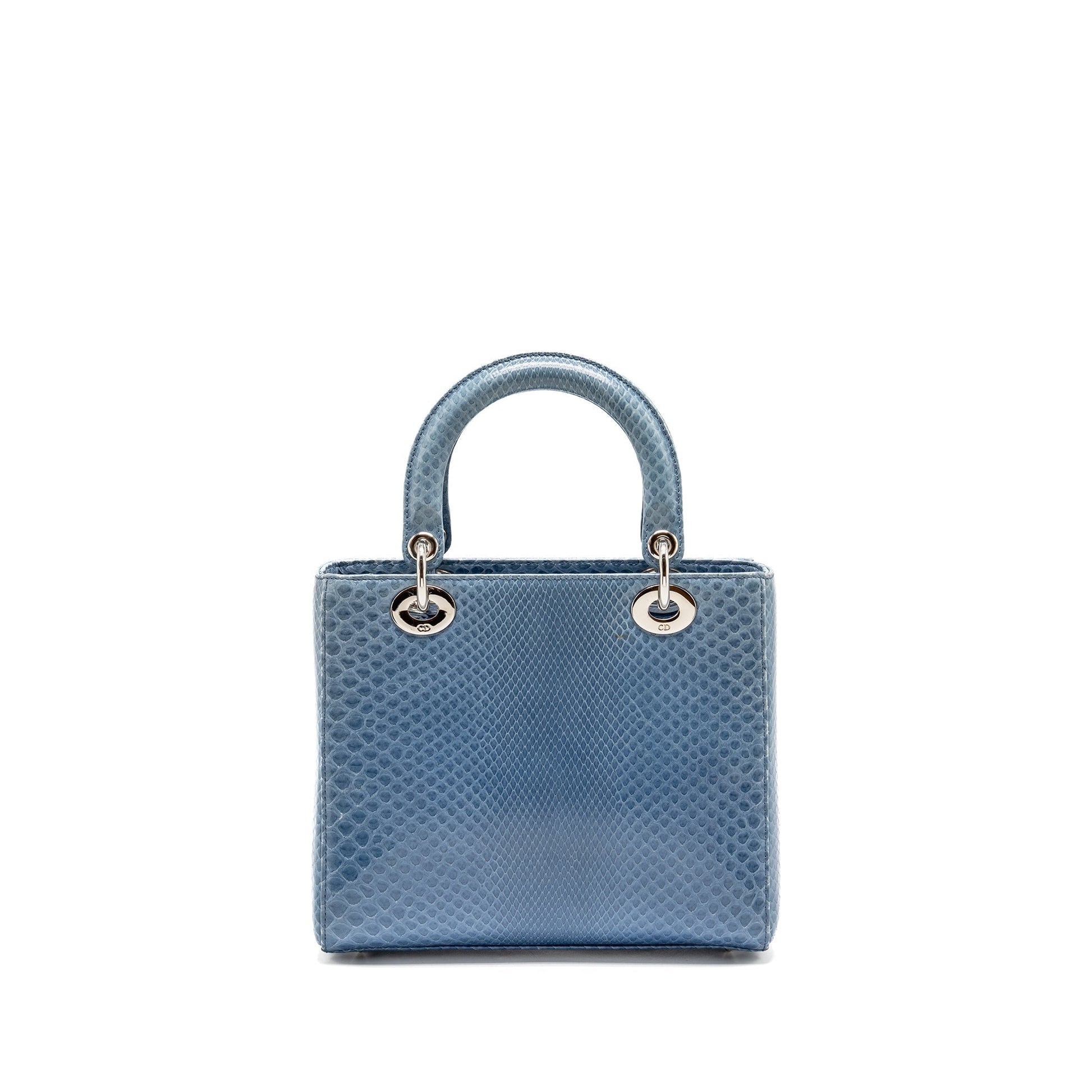 Dior Lady Python Handbag Blue Medium Travel Bag