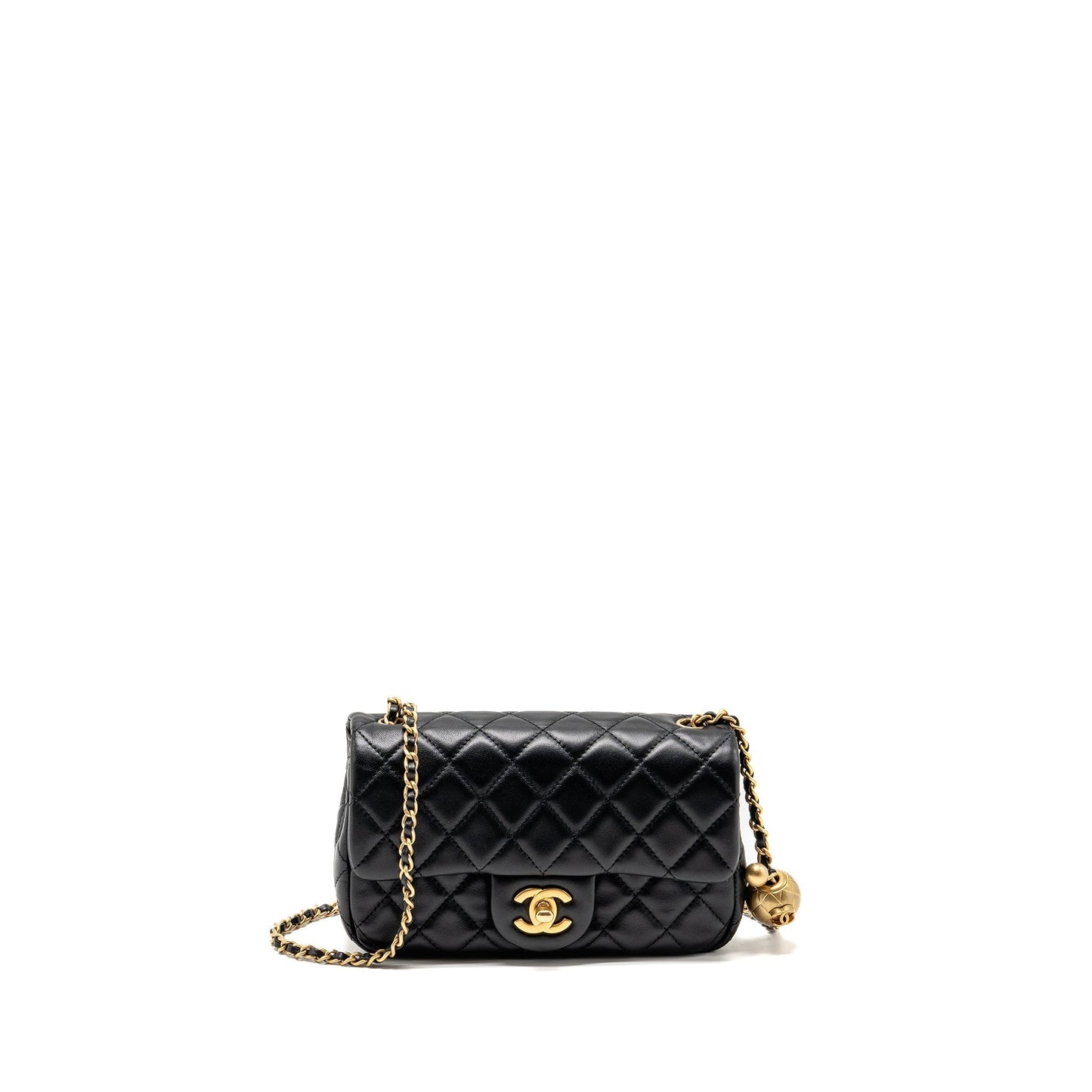 Chanel Pearl Crush Rectangular Flap Lambskin GHW Black Shoulder Bag Microchip 2