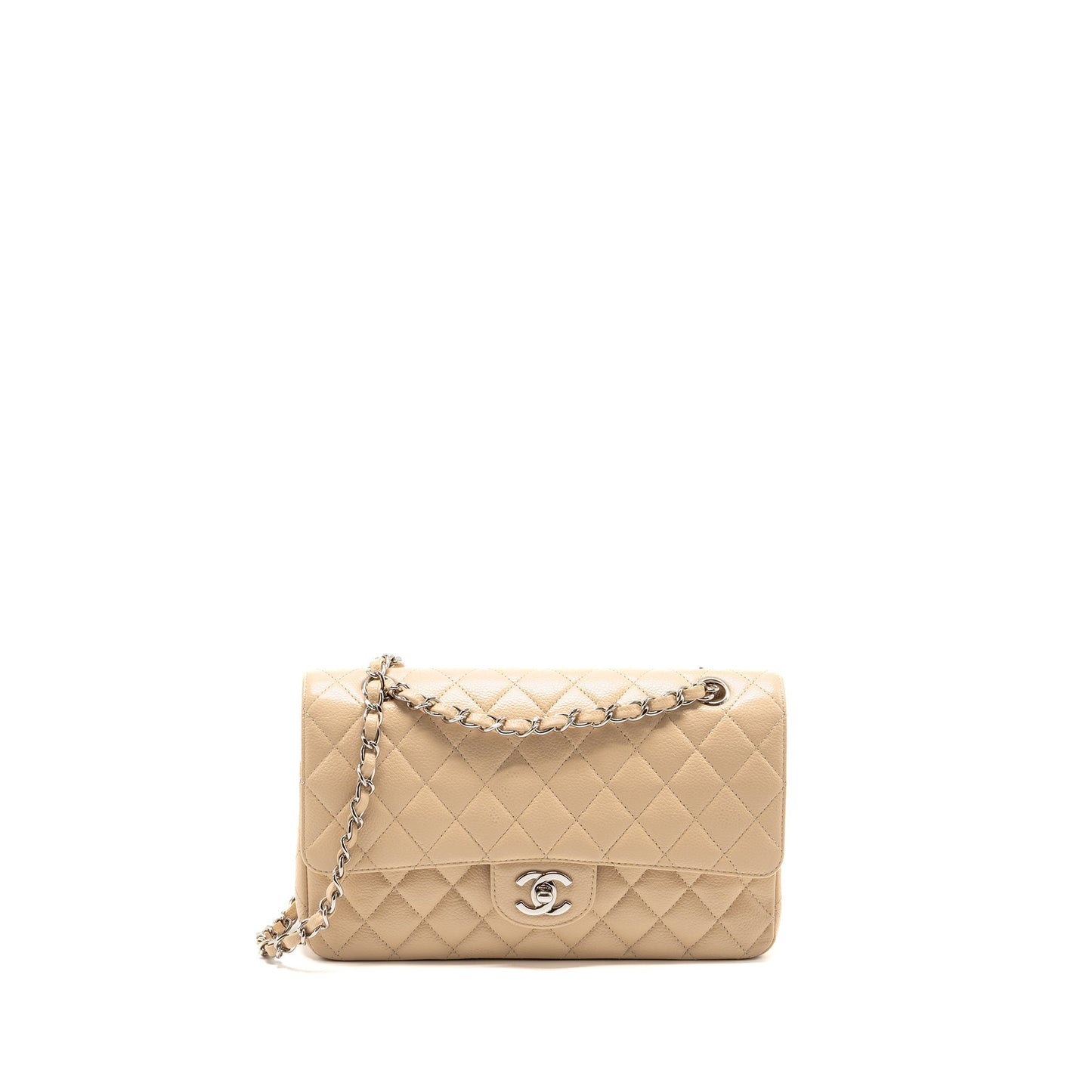 Chanel Classic Double Flap Caviar LGHW Beige Shoulder Bag Lghw 1