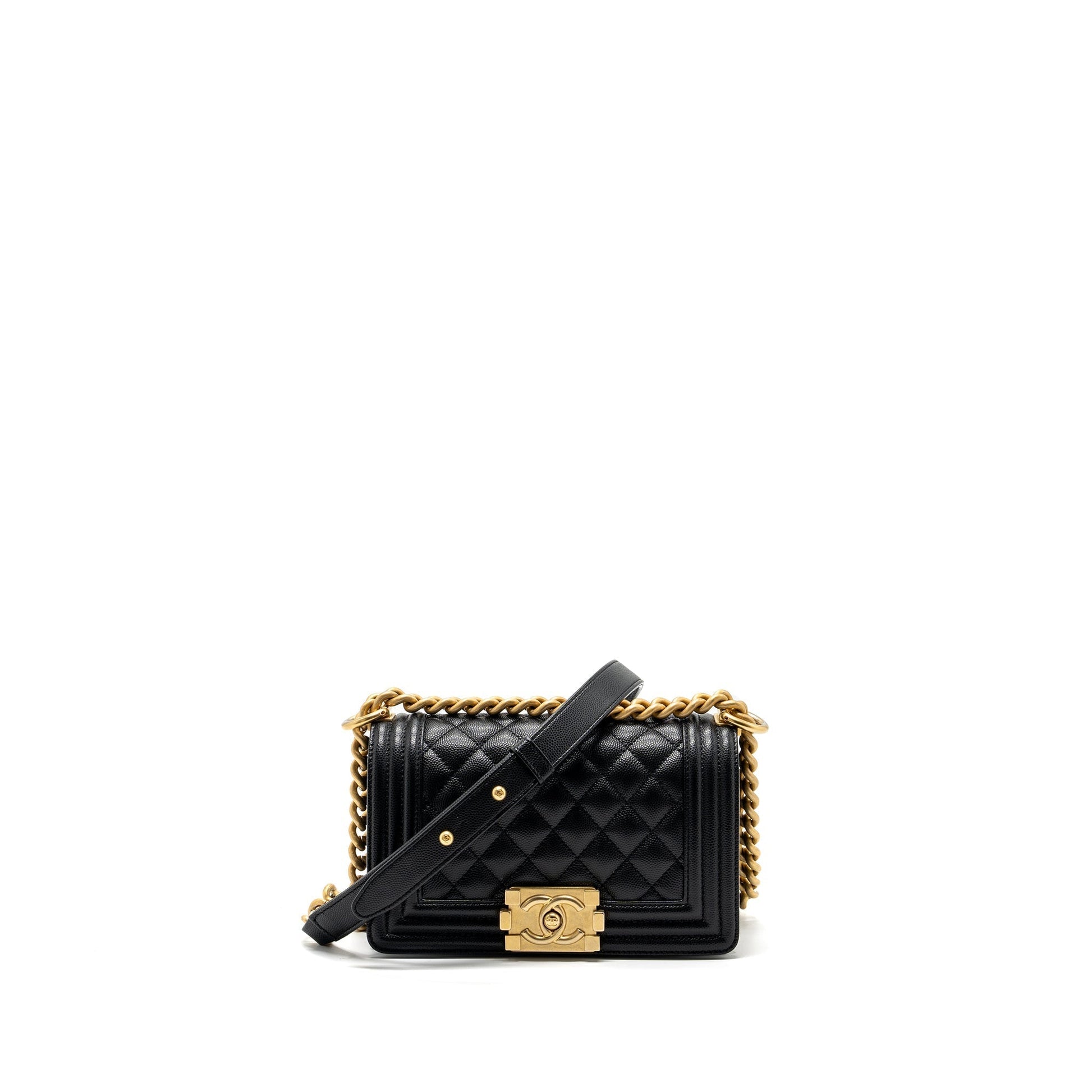 Chanel Boy Caviar GHW Microchip Black Small Handbag Microchip 3