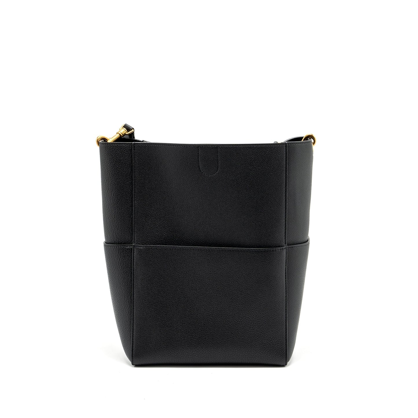 Celine Sangle Purse Grained Calfskin Handbag Black Bucket Bucket Bag