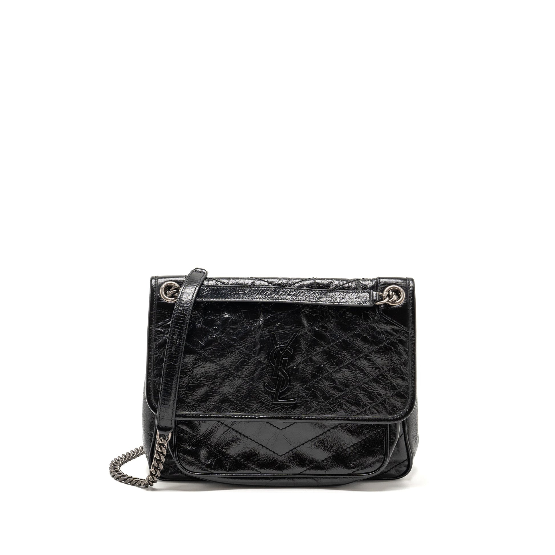 YSL Saint Laurent Niki Purse Calfskin Black Medium Chain Travel Bag