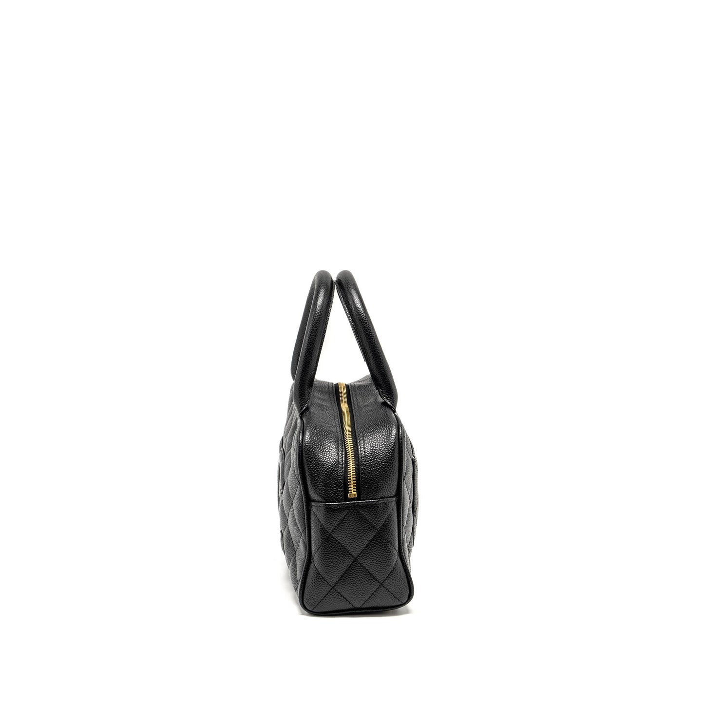 Chanel Quilted CC Logo Bowling Caviar GHW Black Handbag