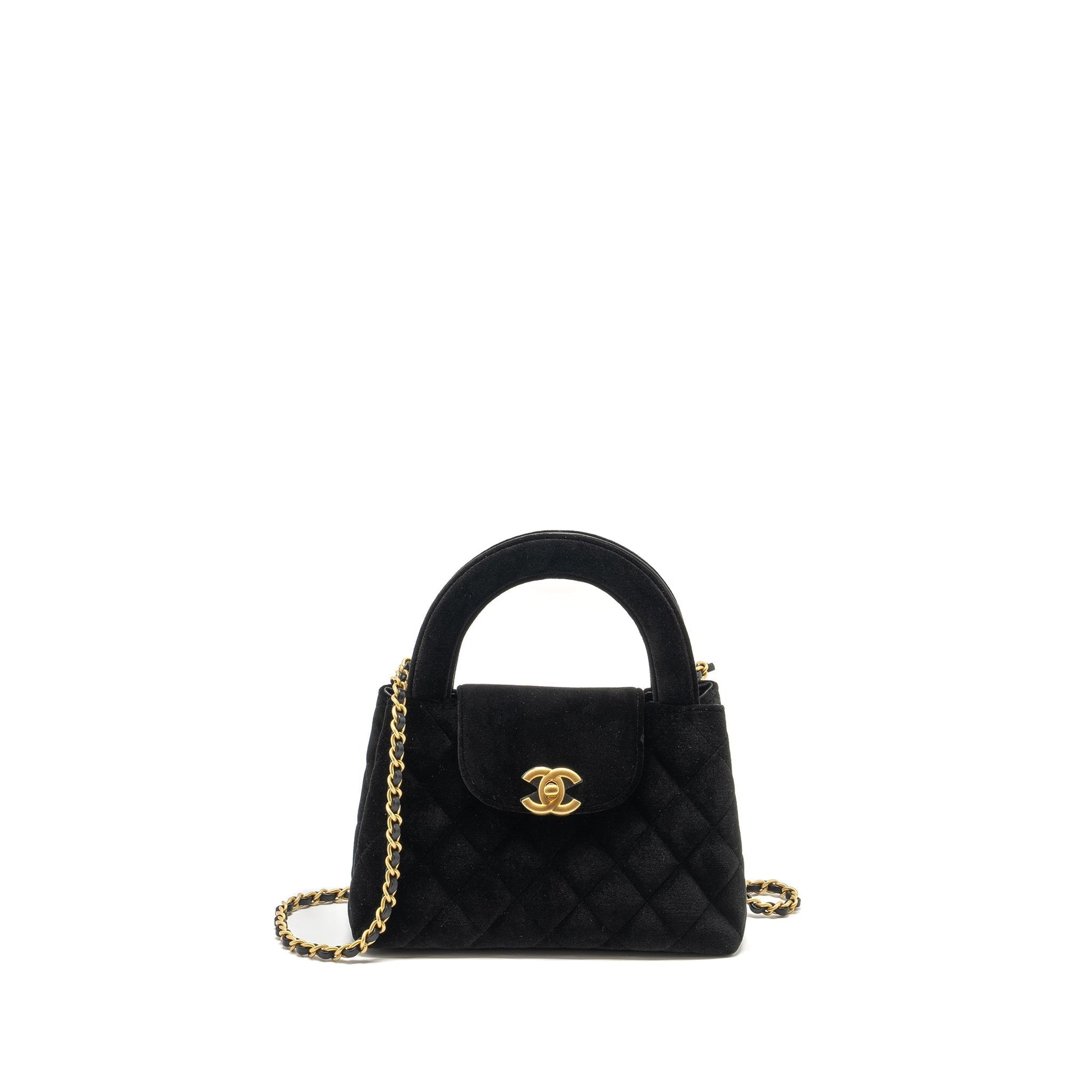 Chanel 24a Shopping Kelly Velvet GHW microchip Black Tote Bag