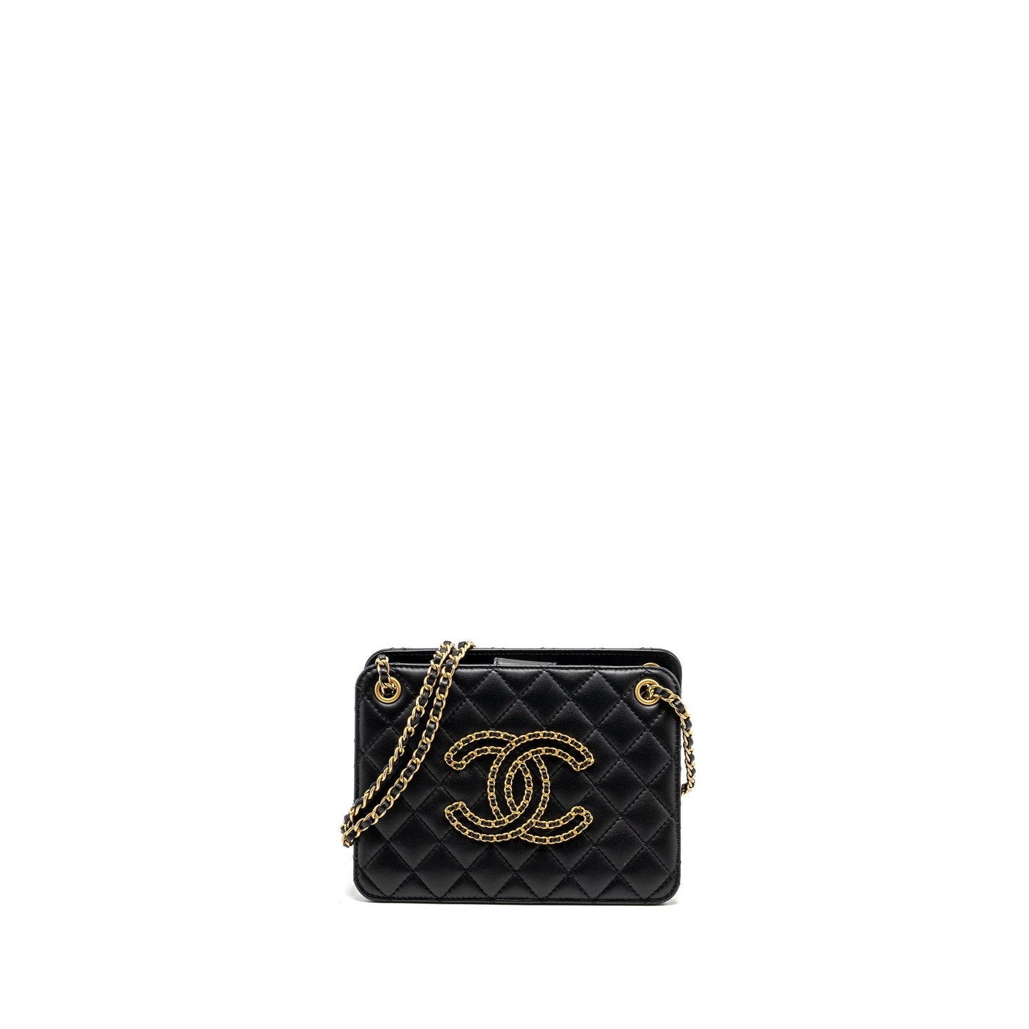 Chanel Giant CC Logo Lambskin GHW Black Tote Bag Ghw 1