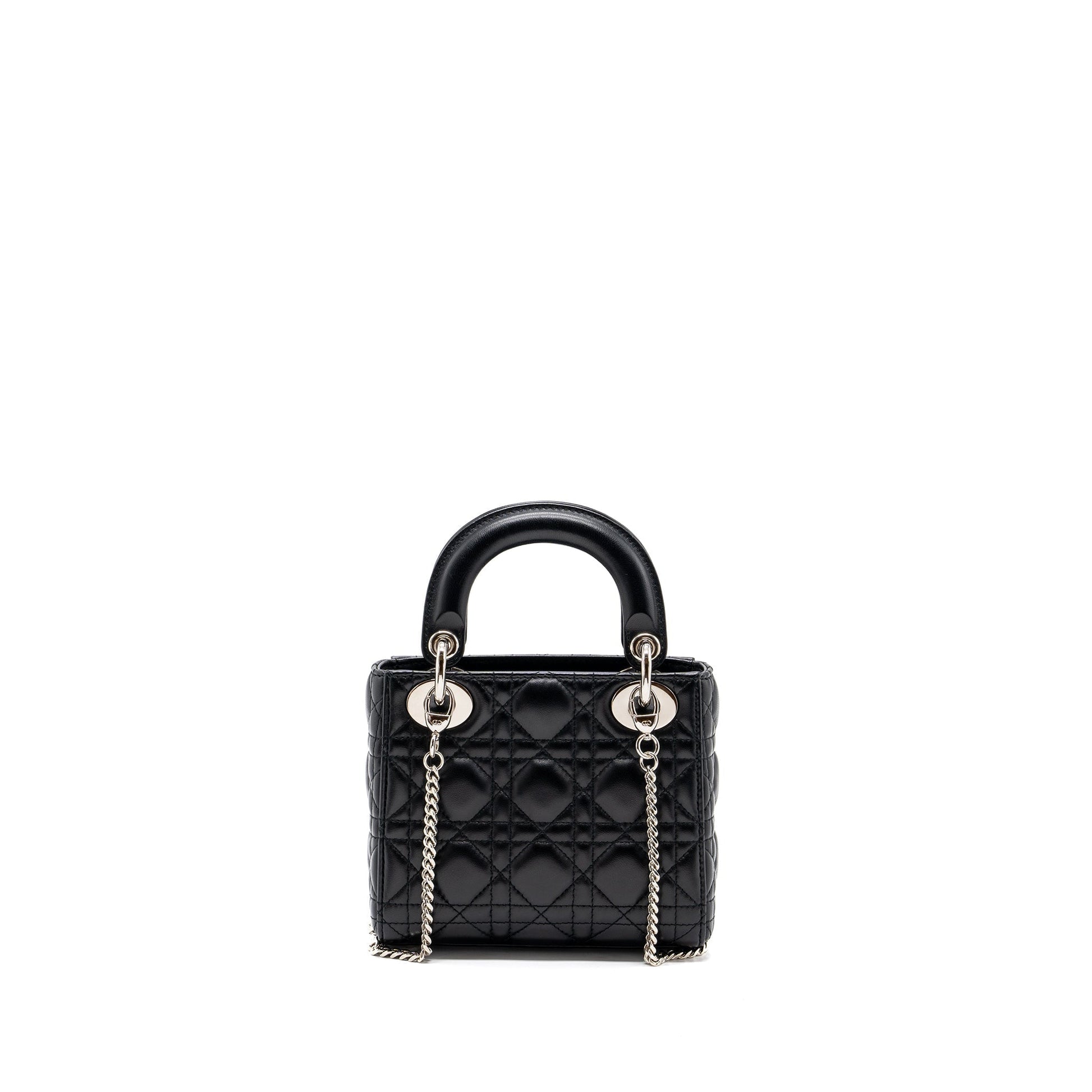 Dior Lady Lambskin Handbag Black Mini Travel Bag Black Handbag