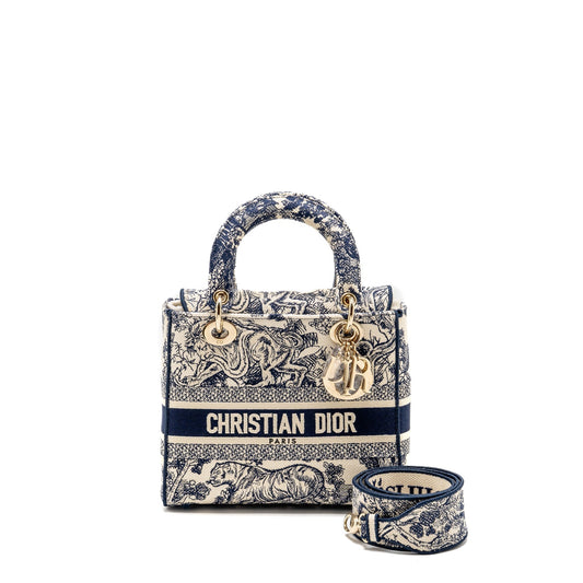 Dior Lady D Lite Purse Toile De Jouy Blue Medium Travel Bag