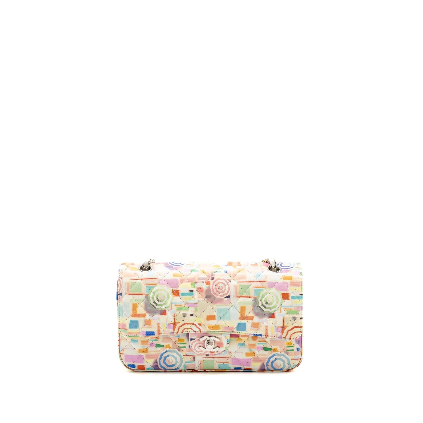Chanel Double Flap Umbrella Rainbow Print Calfskin Multicolour Shoulder Bag