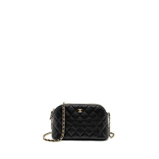 Chanel Classic CC Caviar LGHW Microchip Black Clutch Bag