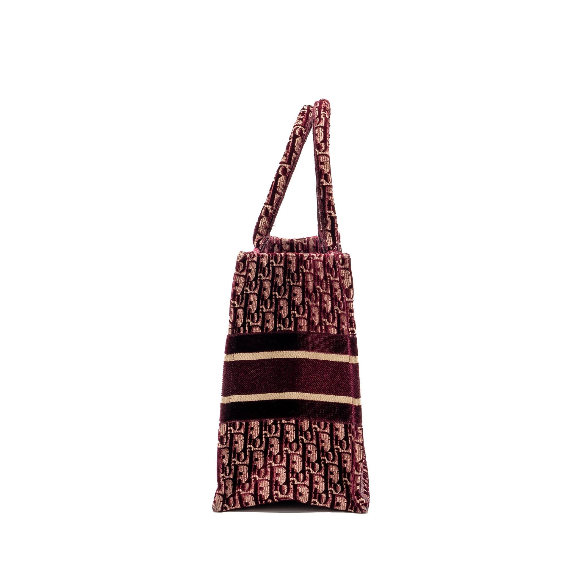 Dior Book Tote Oblique Embroidery Velvet Dark Handbag Canvas Red Tote Bag