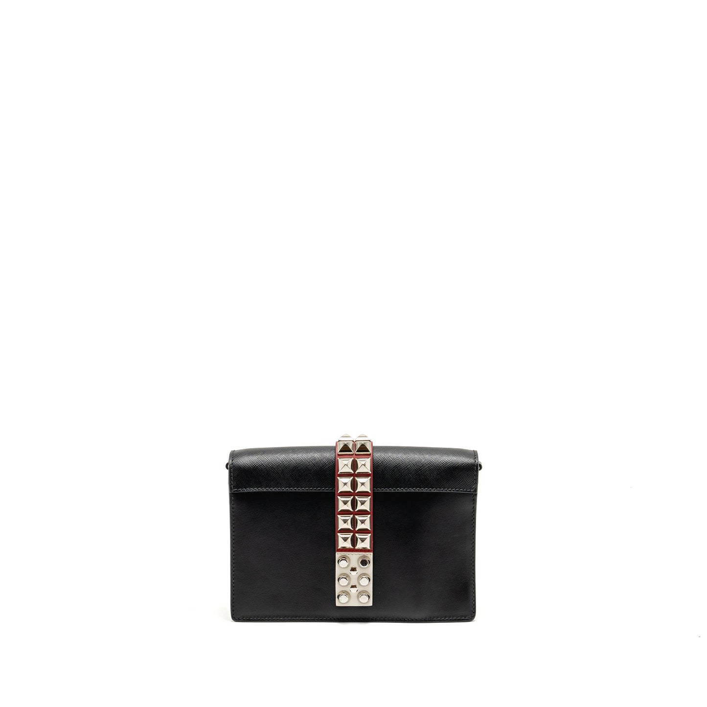 Prada Electra City Purse Calfskin Handbag Black Red Travel Bag