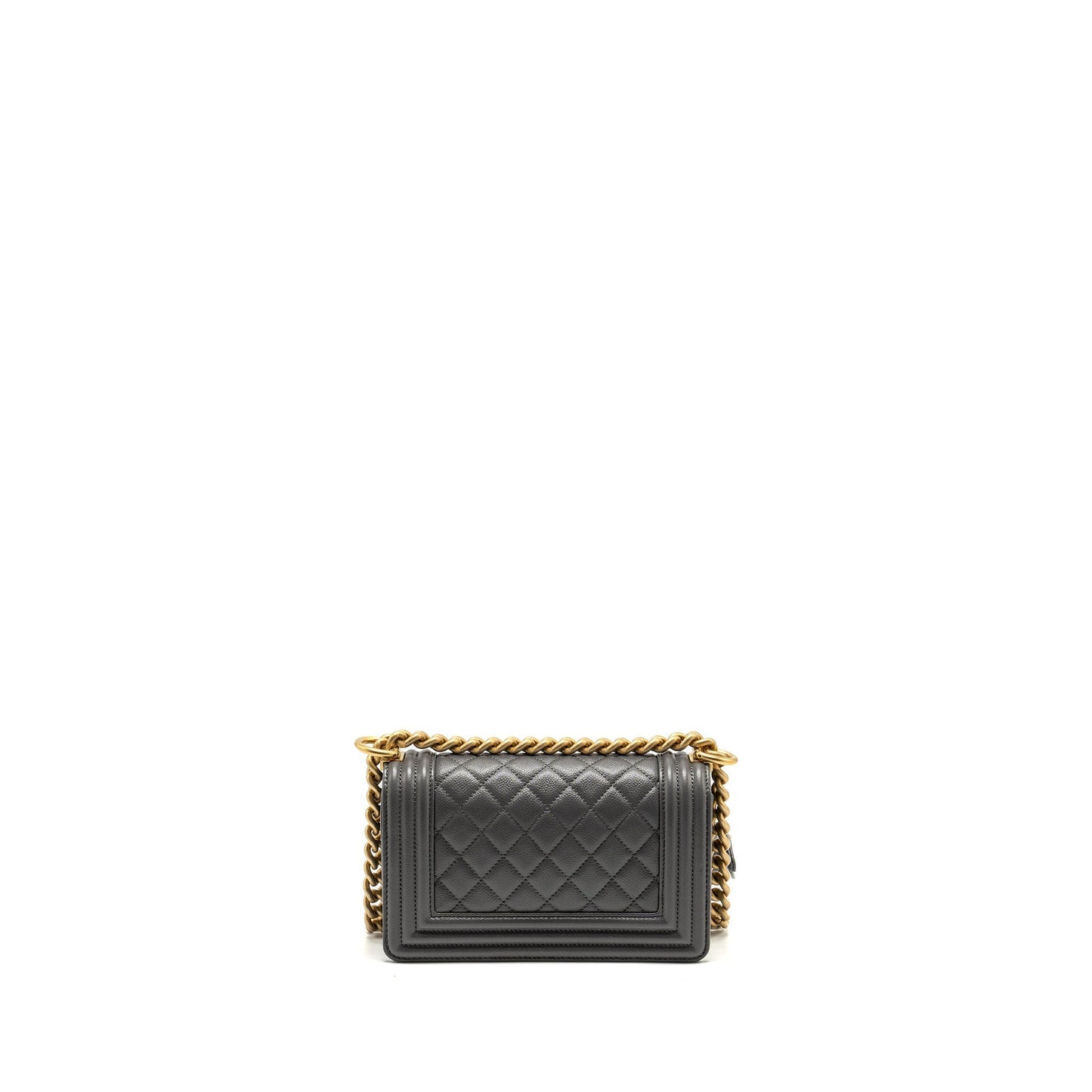 Chanel Boy Caviar Dark GHW microchip Grey Small Handbag