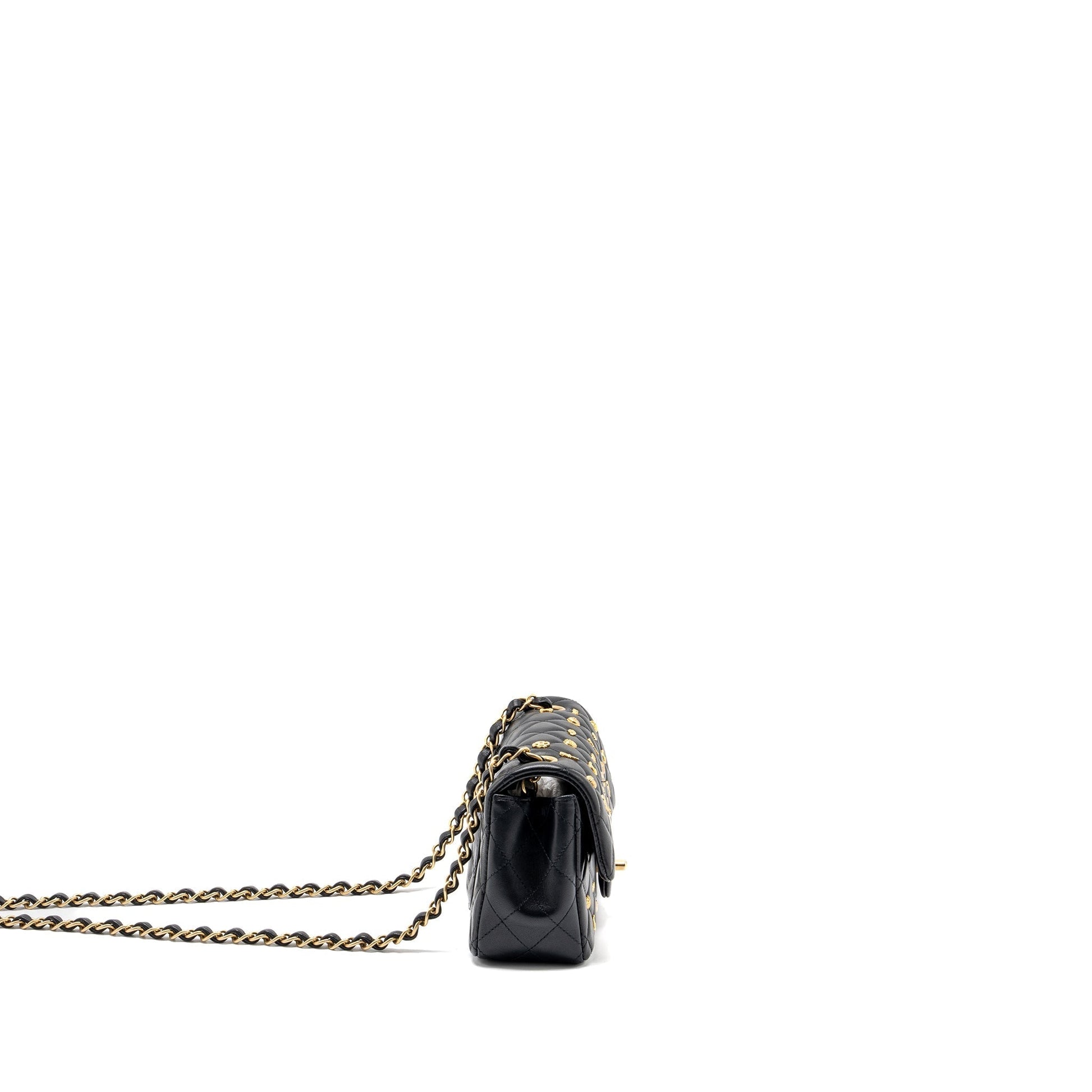 Chanel Egyptian Amulet Rectangular Flap Lambskin GHW Black Shoes