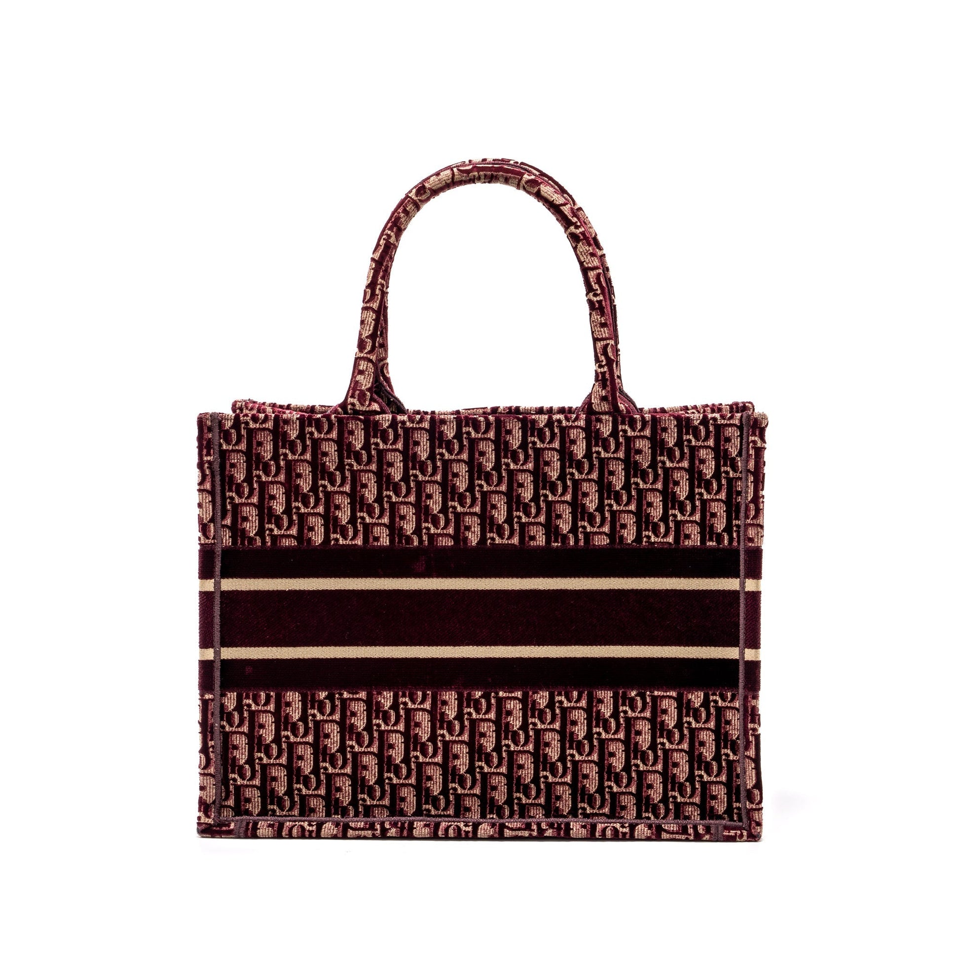 Dior Book Tote Oblique Embroidery Velvet Dark Handbag Canvas Red Tote Bag