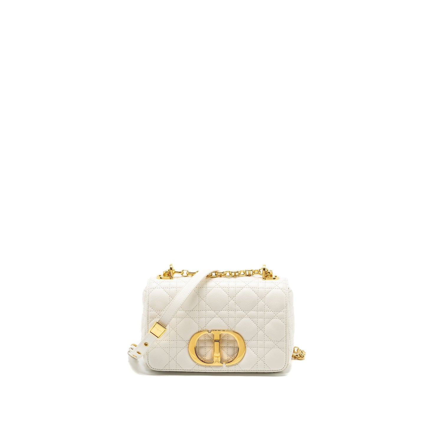 Dior Caro S Purse Calfskin Handbag White Flap Travel Bag