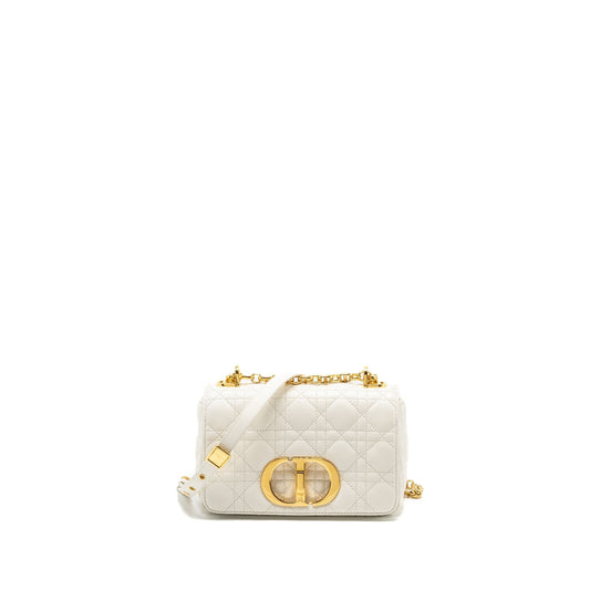 Dior Caro S Purse Calfskin Handbag White Flap Travel Bag