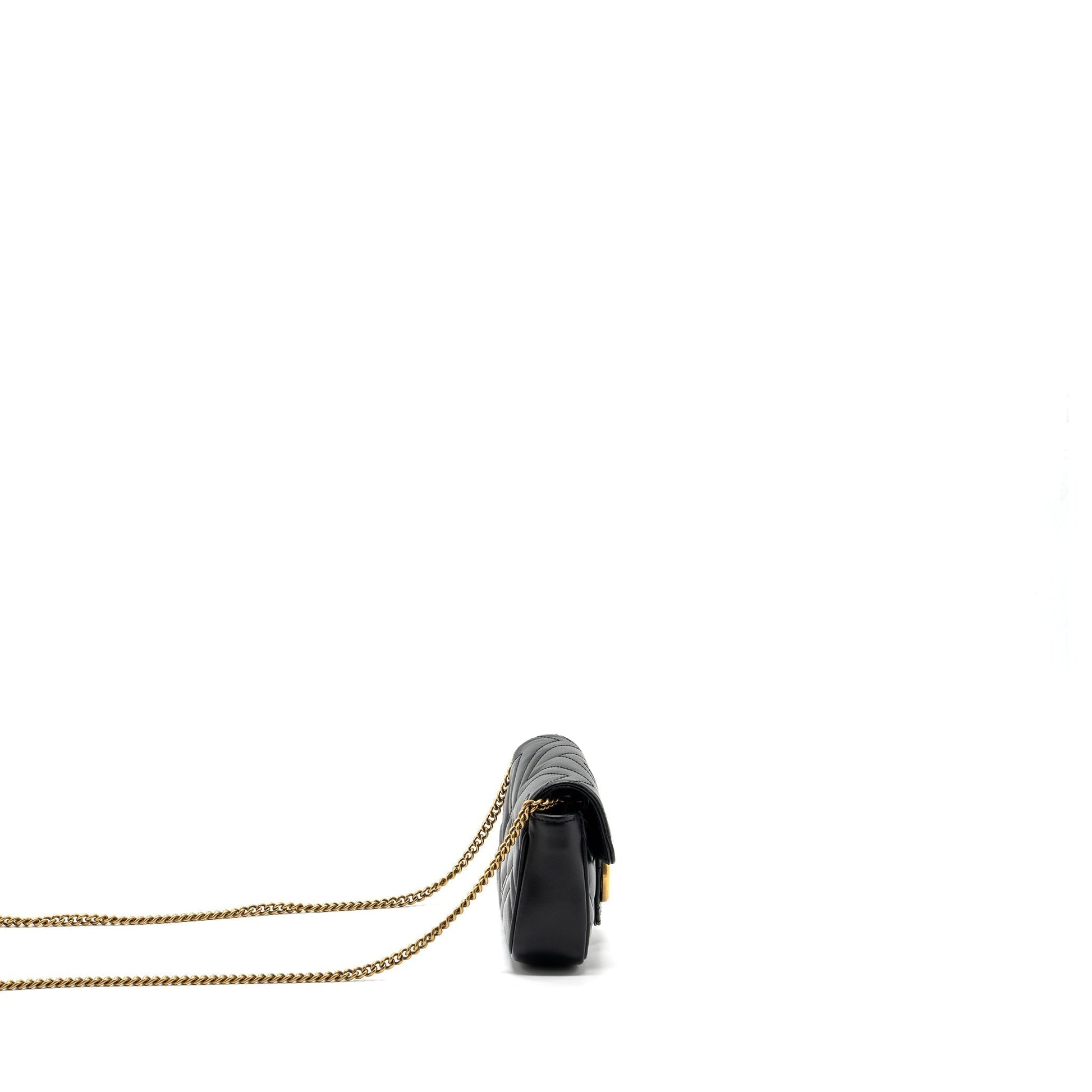 Gucci Marmont Super Bag Calfskin Black Mini Travel Bag Ghw 1