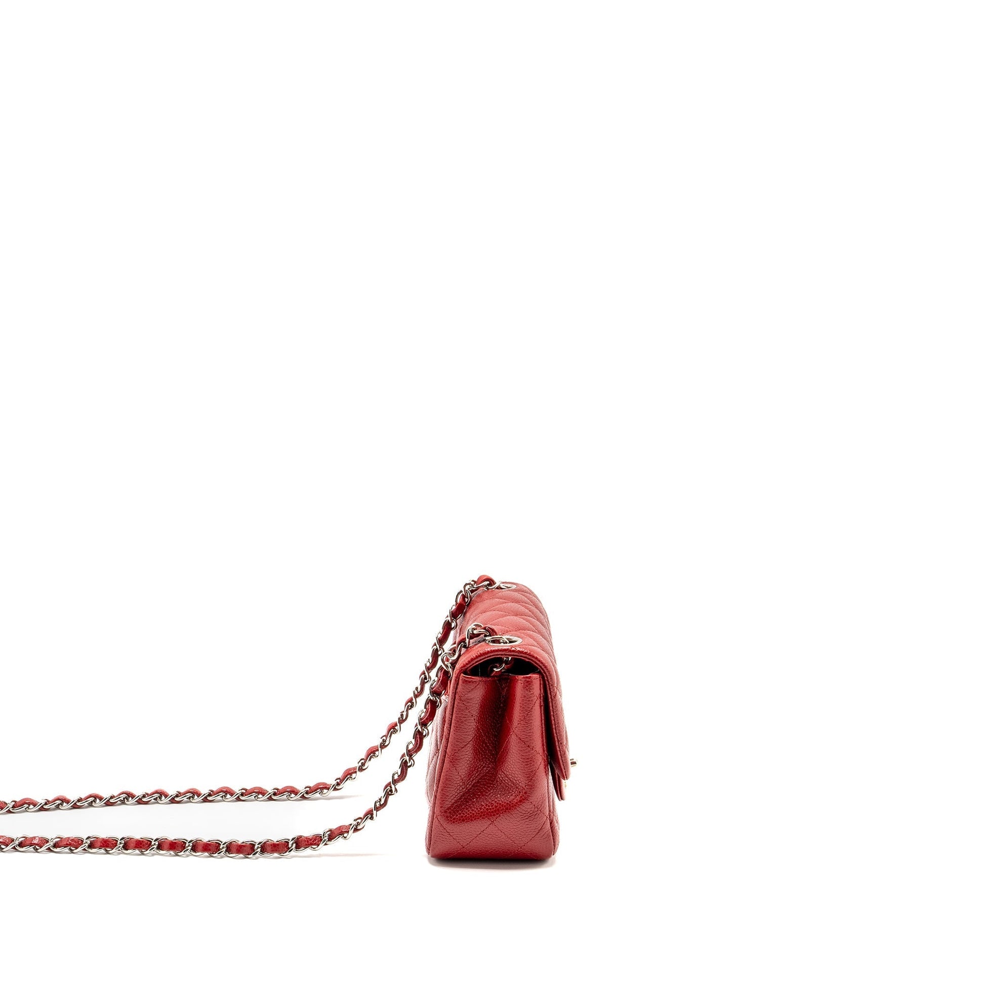 Chanel Square Flap Caviar SHW Red Shoulder Bag