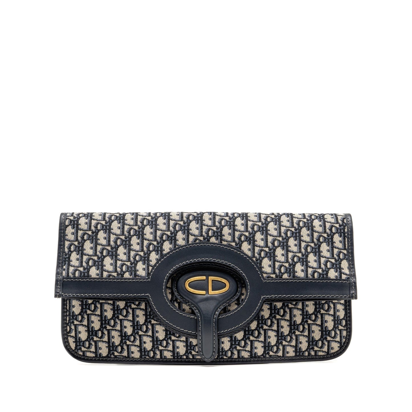 Dior Folder Clutch Oblique Calfskin Handbag Canvas Blue Clutch Bag