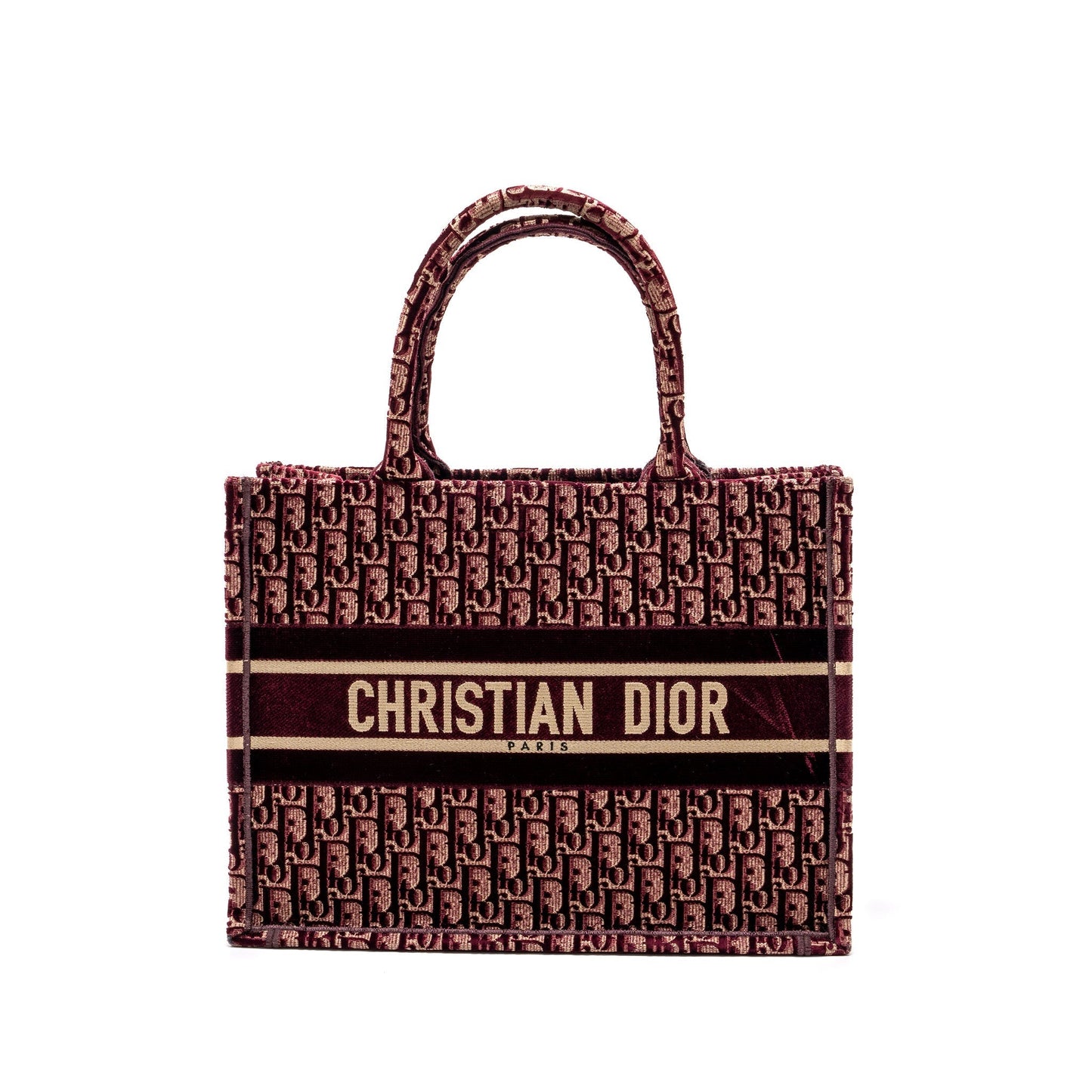 Dior Book Tote Oblique Embroidery Velvet Dark Handbag Canvas Red Tote Bag
