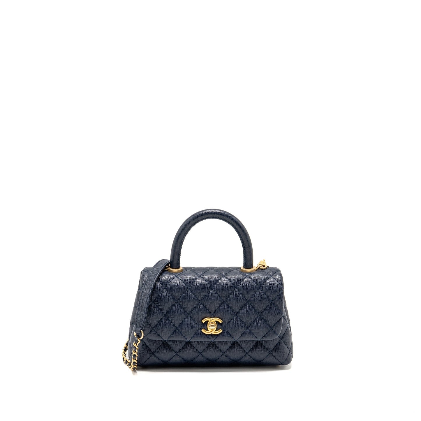 Chanel Coco Handle Caviar Navy GHW Small Handbag
