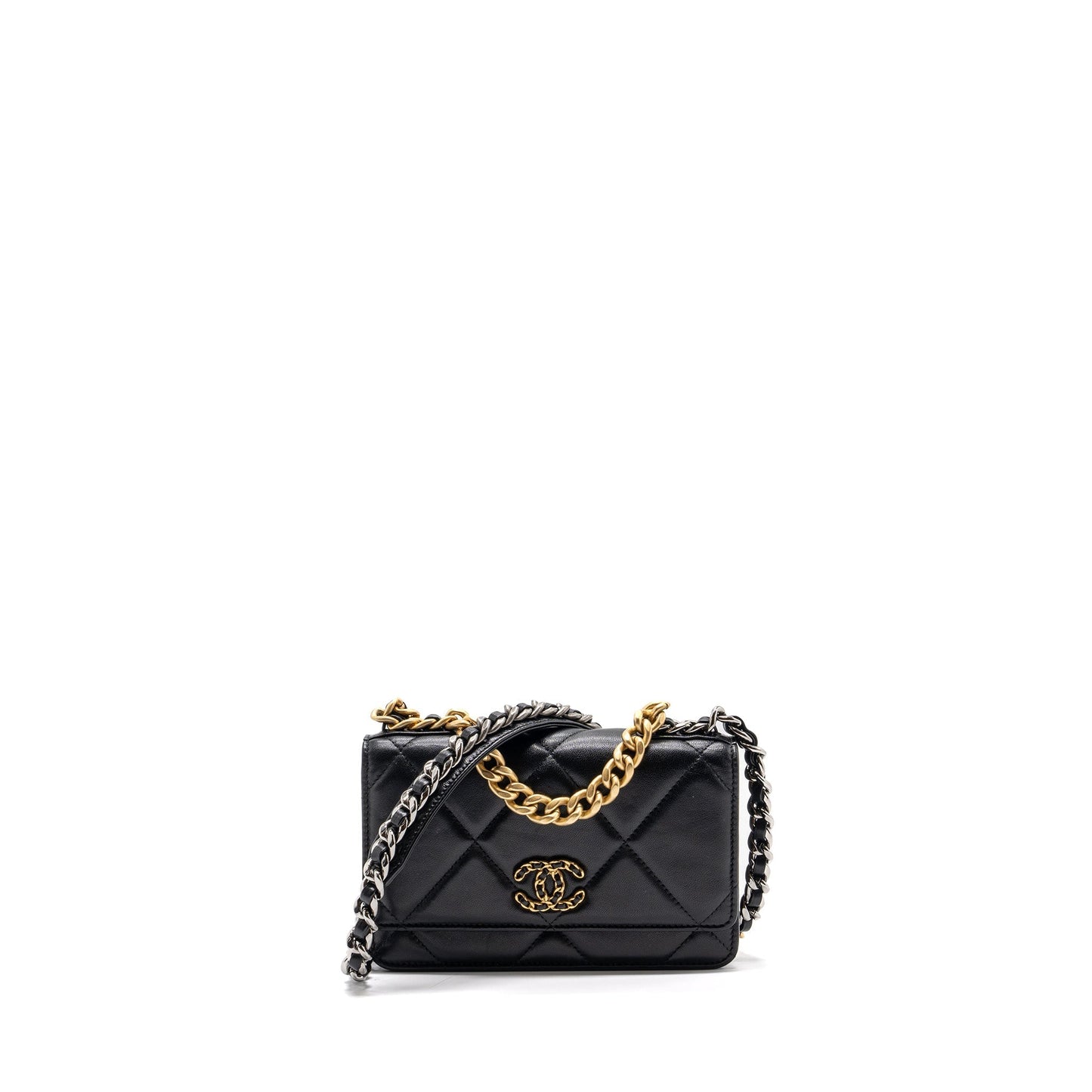 Chanel 19 On Lambskin Hardware microchip Multicolour Black Wallet Case Microchip 1