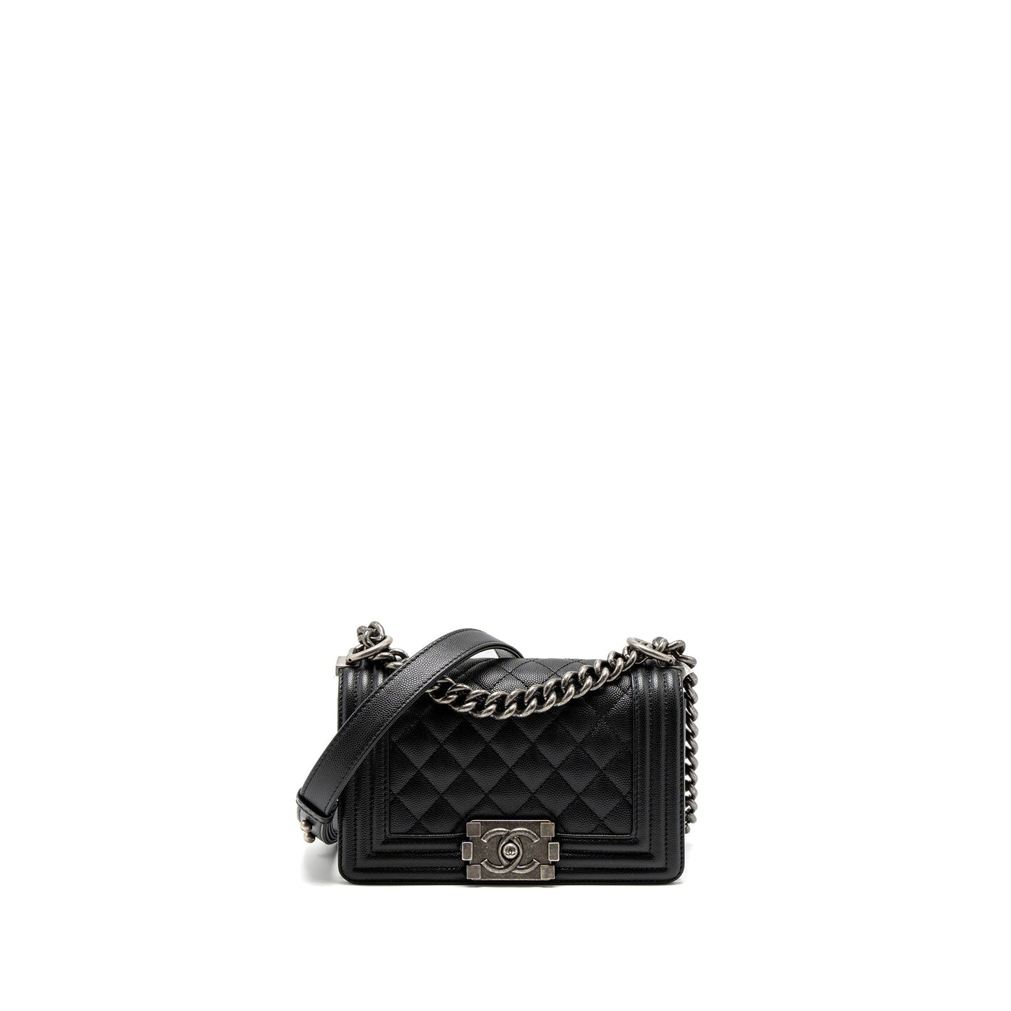 Chanel Boy Caviar SHW Microchip Black Small Handbag