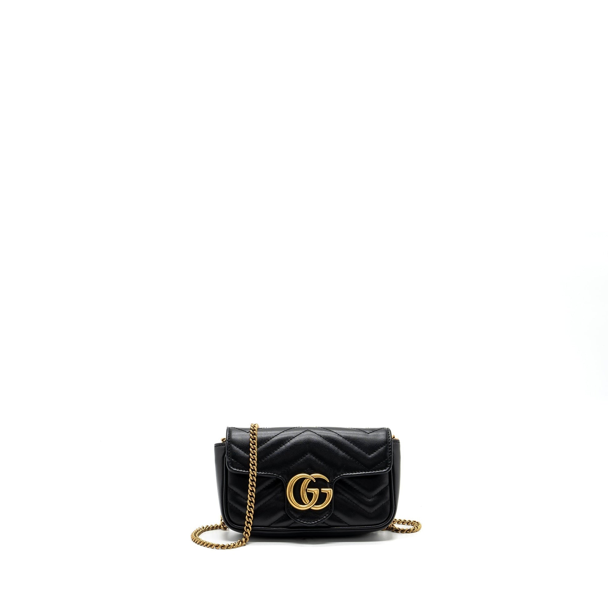 Gucci Marmont Super Bag Calfskin Black Mini Travel Bag Ghw 1
