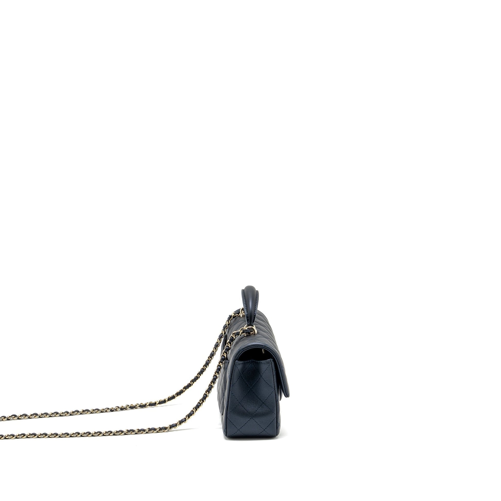 Chanel Top handle rectangular flap lambskin navy Shoulder Bag