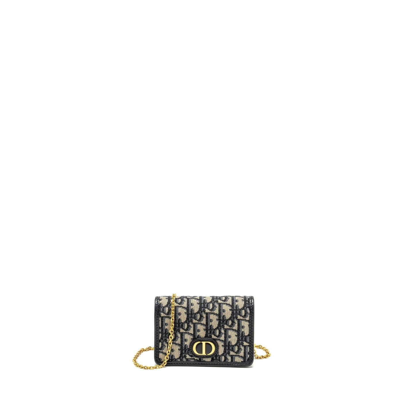 Dior Montaigne Nano Pouch With Oblique Jacquard Handbag Blue Chain Travel Bag