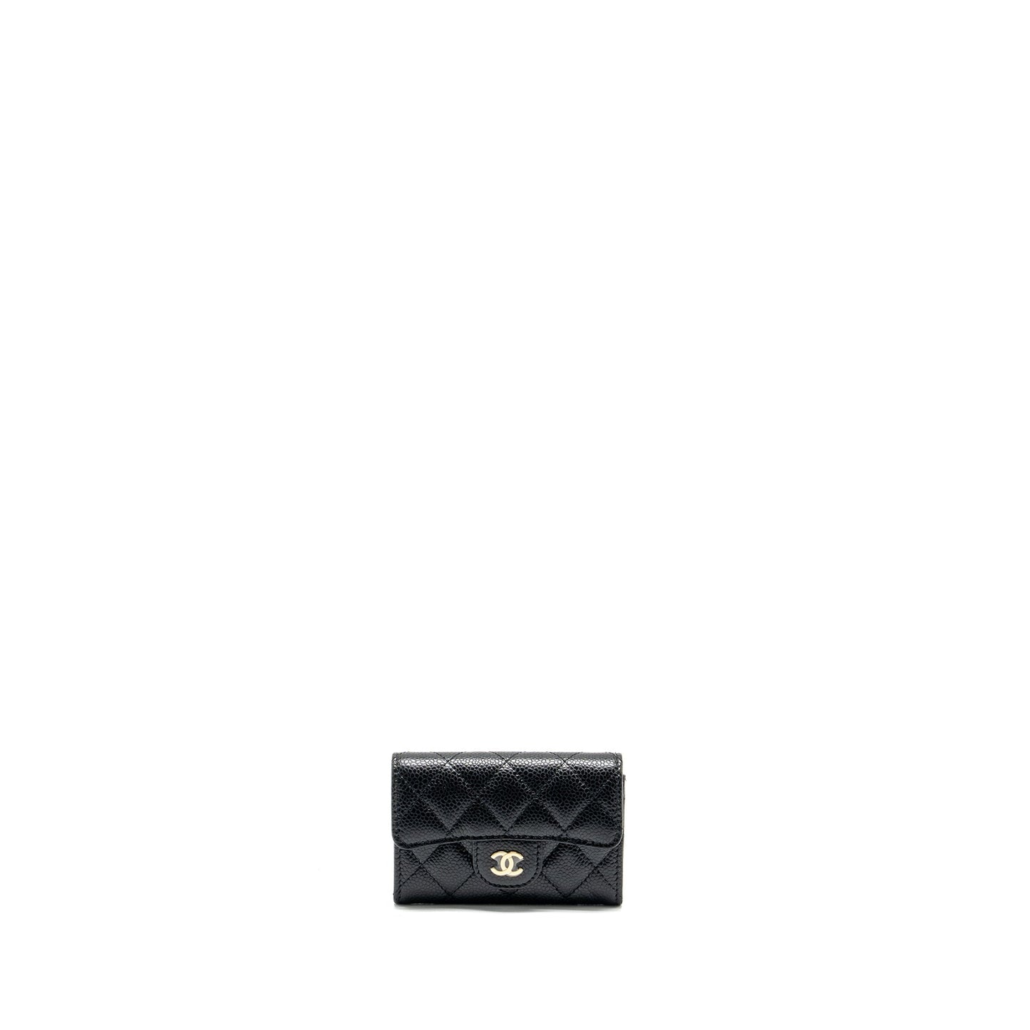 Chanel Classic Flap Card Holder Caviar GHW Black Wallet Case Microchip 13