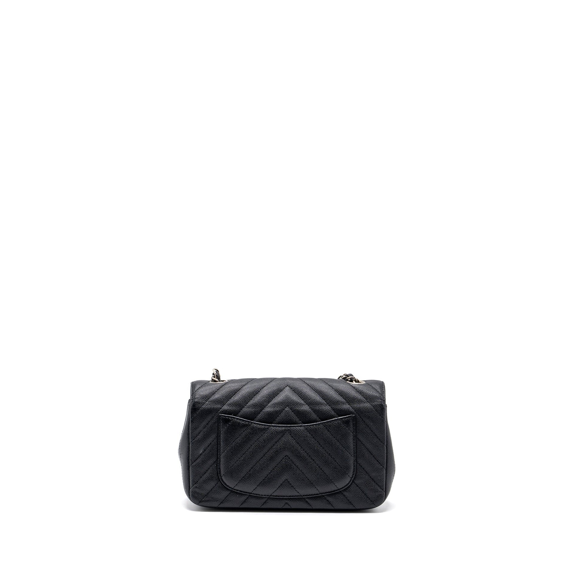 Chanel Rectangular Flap Chevron Caviar SHW Black Shoulder Bag