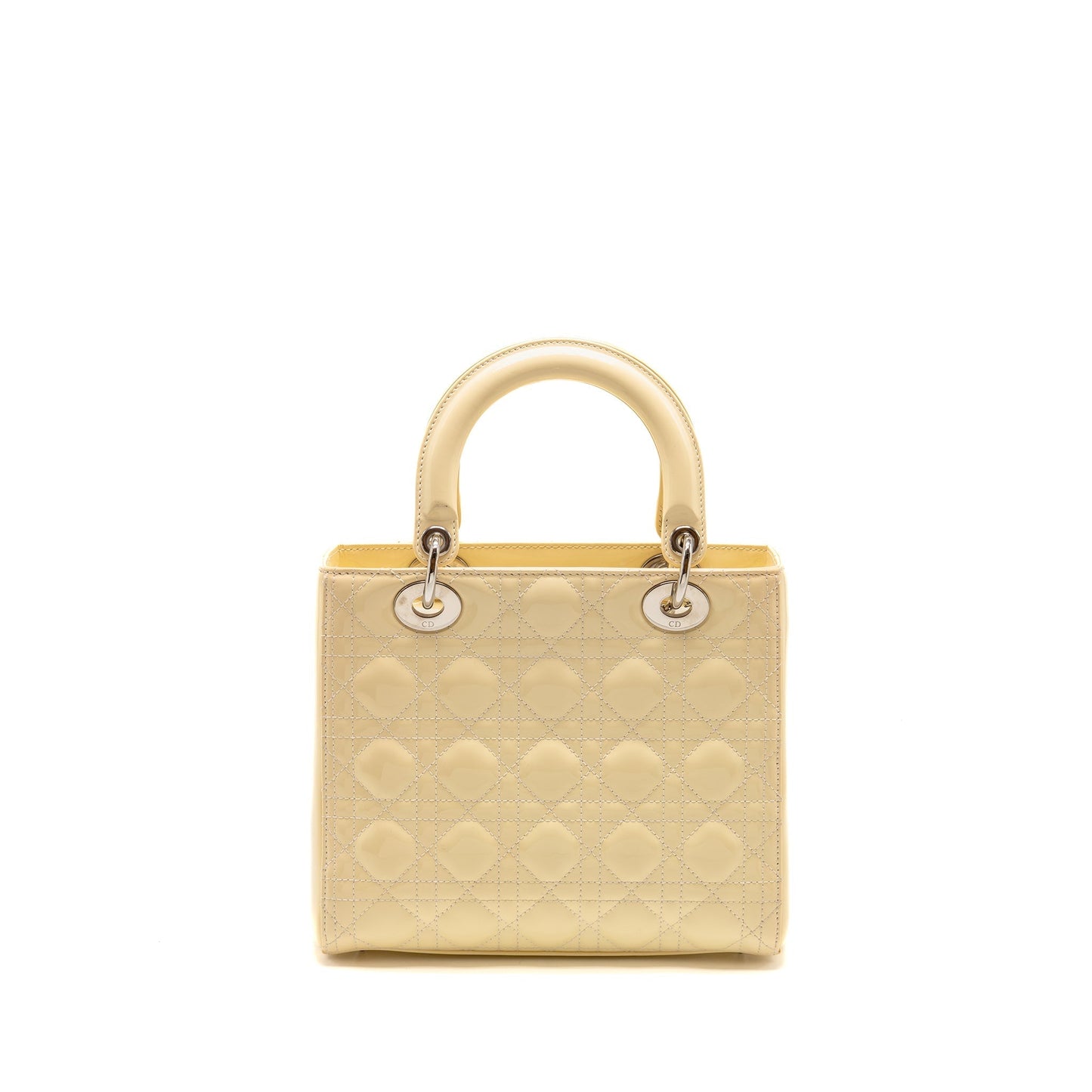 Dior Lady Patent Light Yellow Handbag Medium Travel Bag
