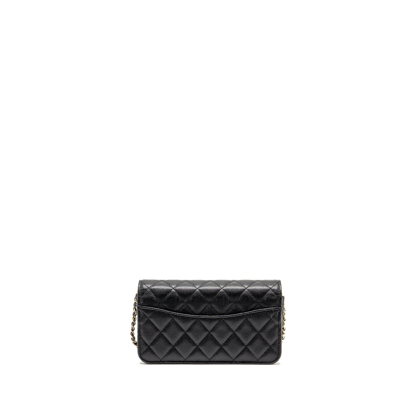 Chanel Quilted CC on Caviar LGHW Microchip Black Clutch Bag