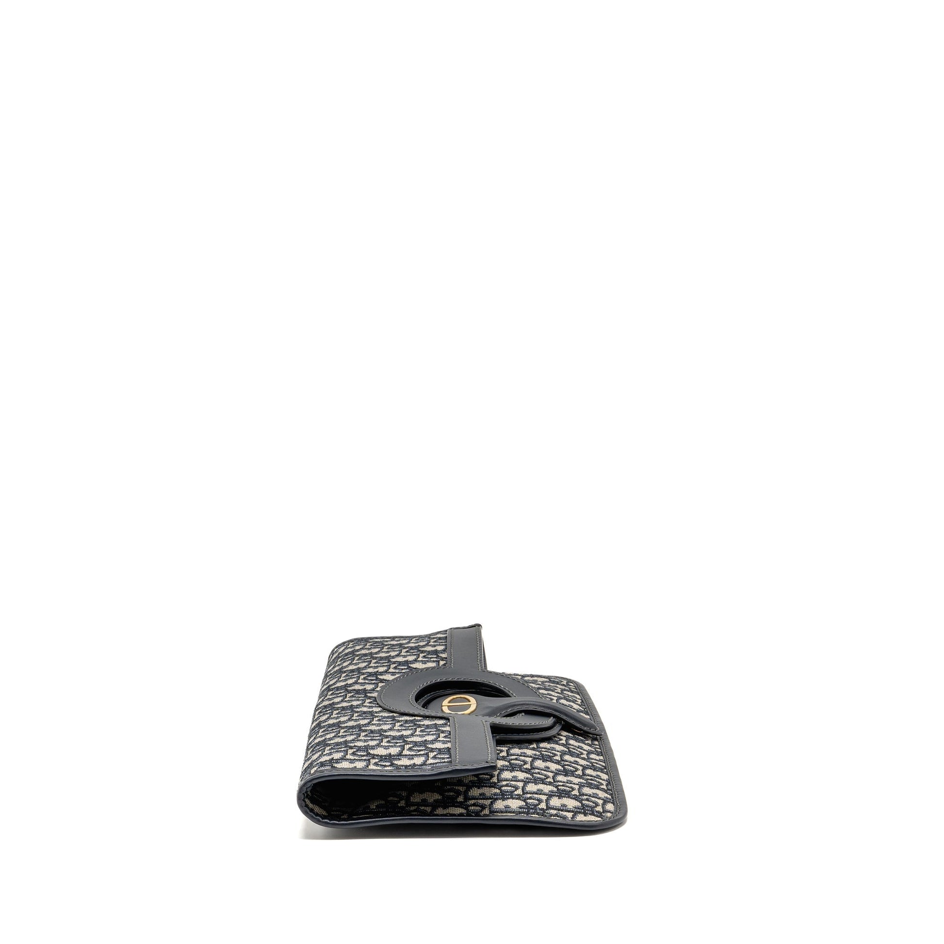 Dior Folder Clutch Oblique Calfskin Handbag Canvas Blue Clutch Bag