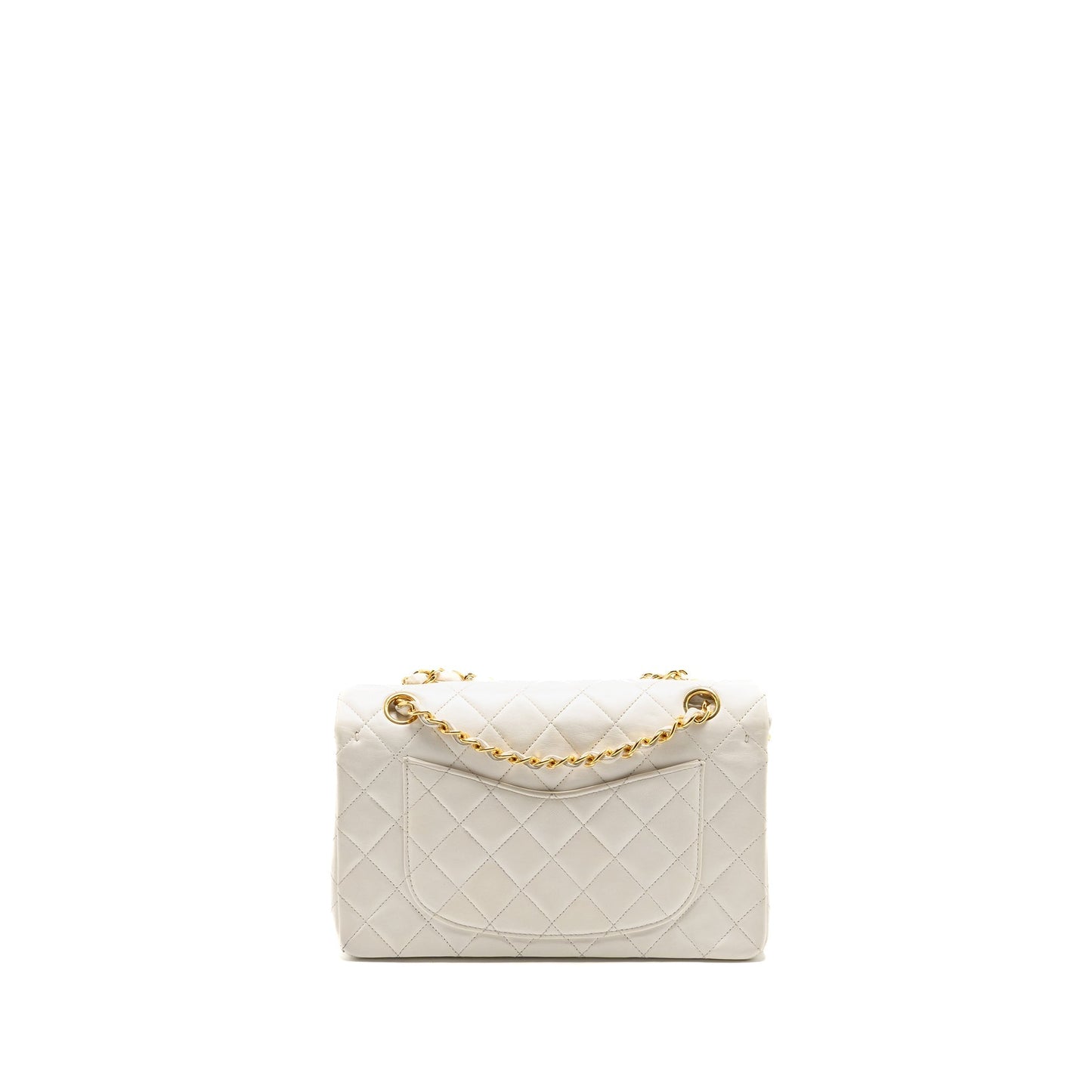 Chanel Classic Double Flap Lambskin GHW White Small Shoulder Bag