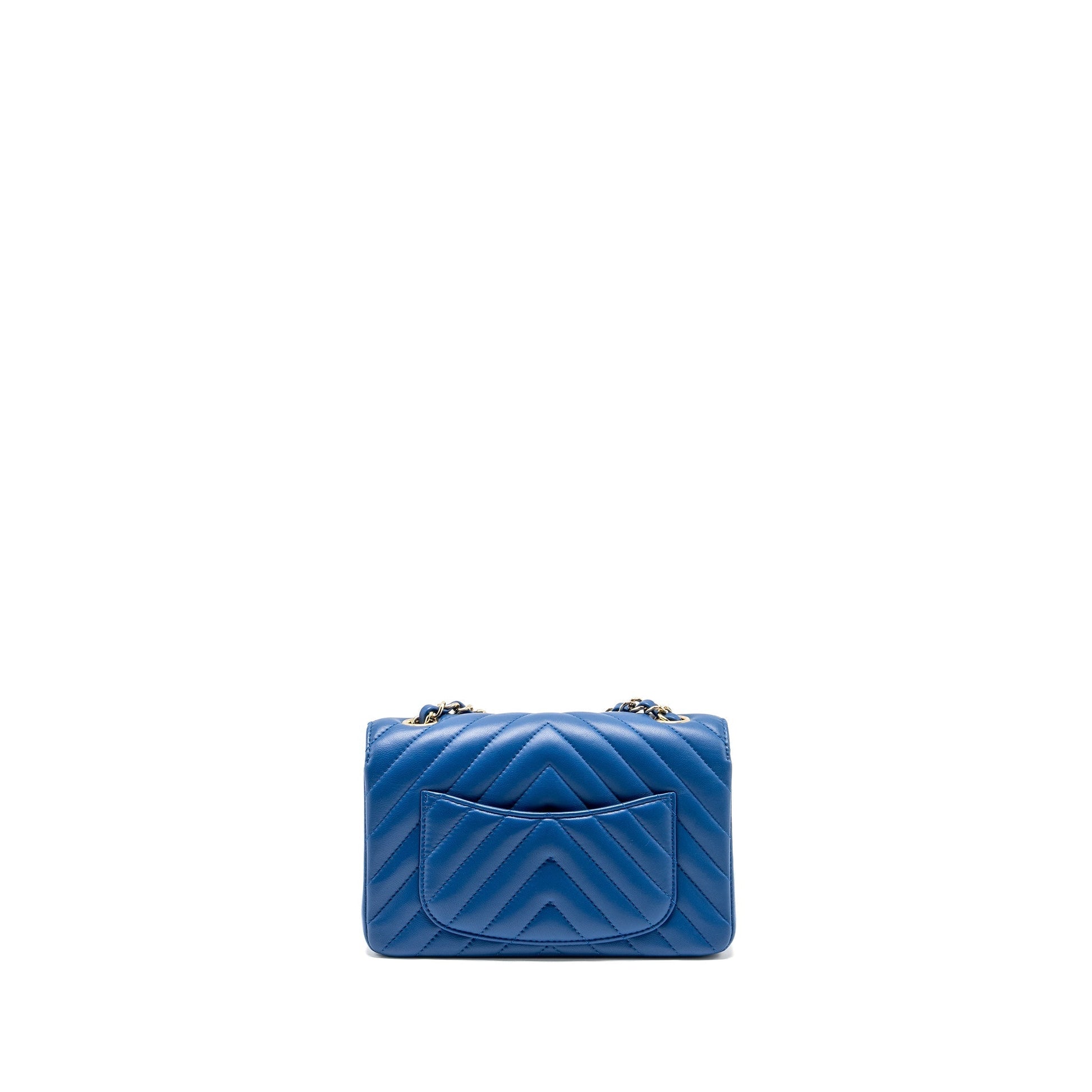 Chanel Rectangular Flap Chevron Lambskin LGHW Blue Shoulder Bag Lghw 2