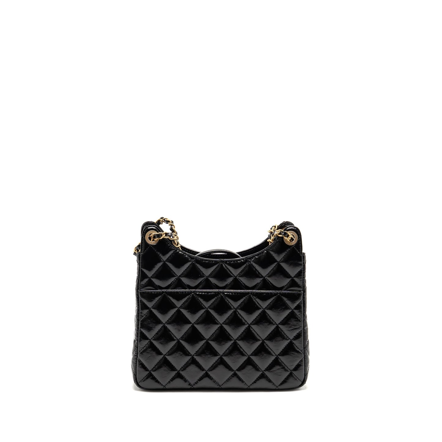 Chanel Hobo Shiny Calfskin Brushed GHW Black Shoulder Bag