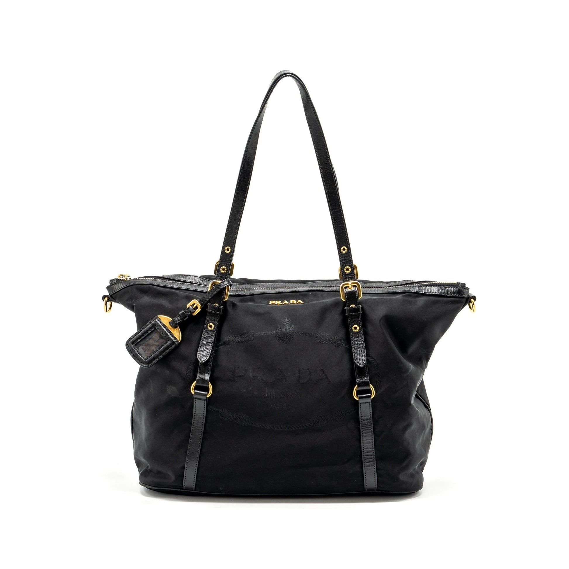 Prada Zip Purse Handbag Nylon Black Travel Bag