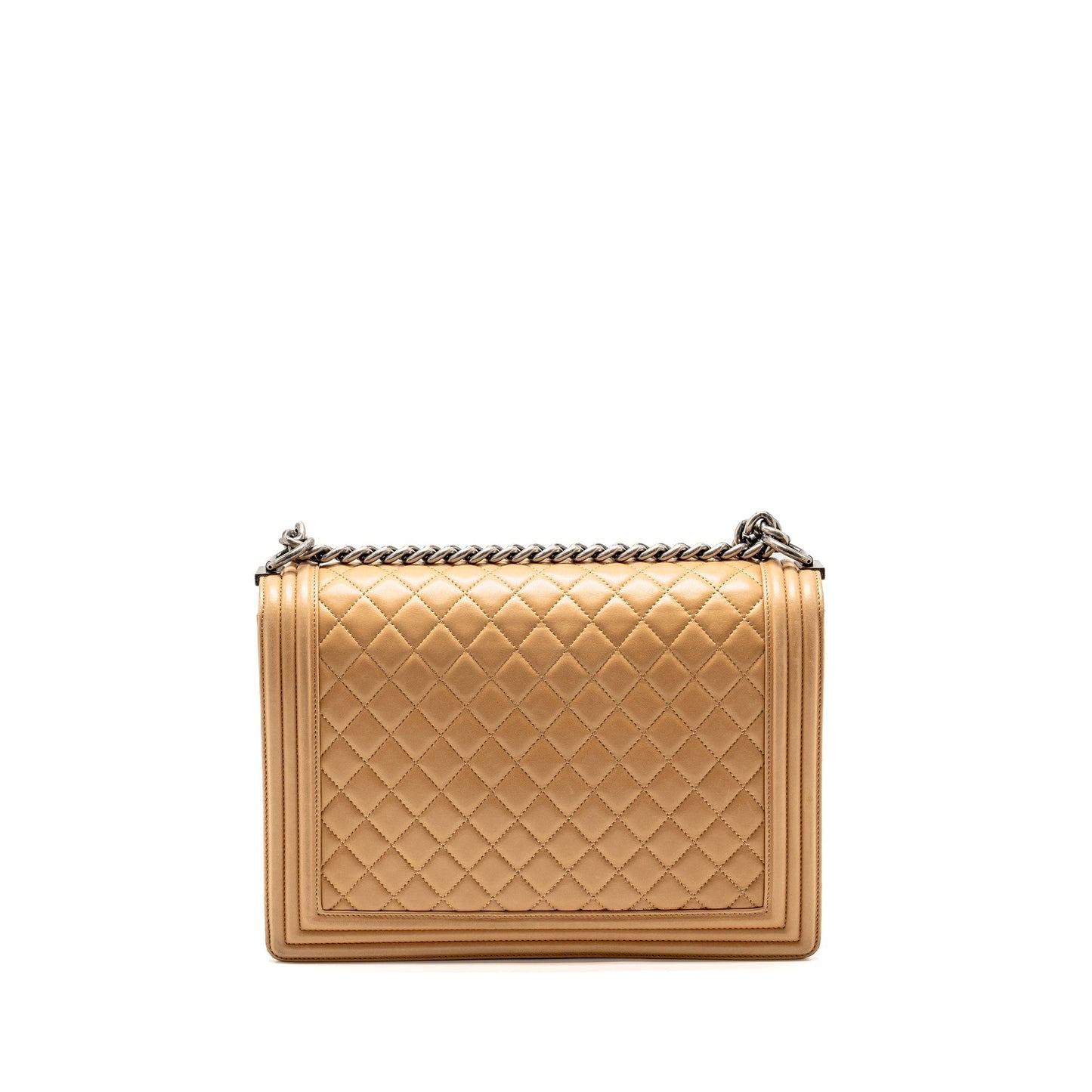 Chanel Boy Lambskin Ruthenium Hardware Beige Handbag