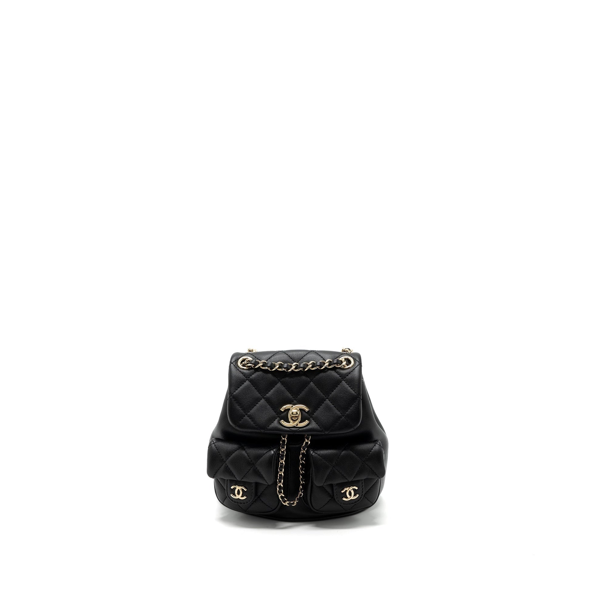 Chanel 23A triple pack backpack calfskin LGHW Black