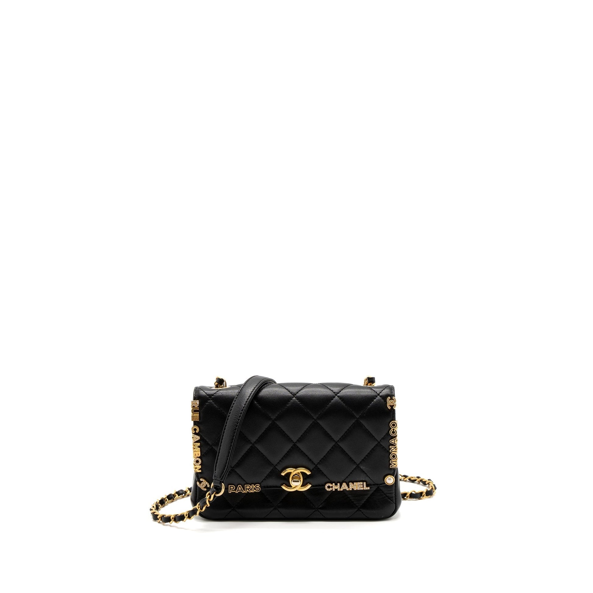 Chanel limited edition quilted flap lambskin GHW Black Shoulder Bag