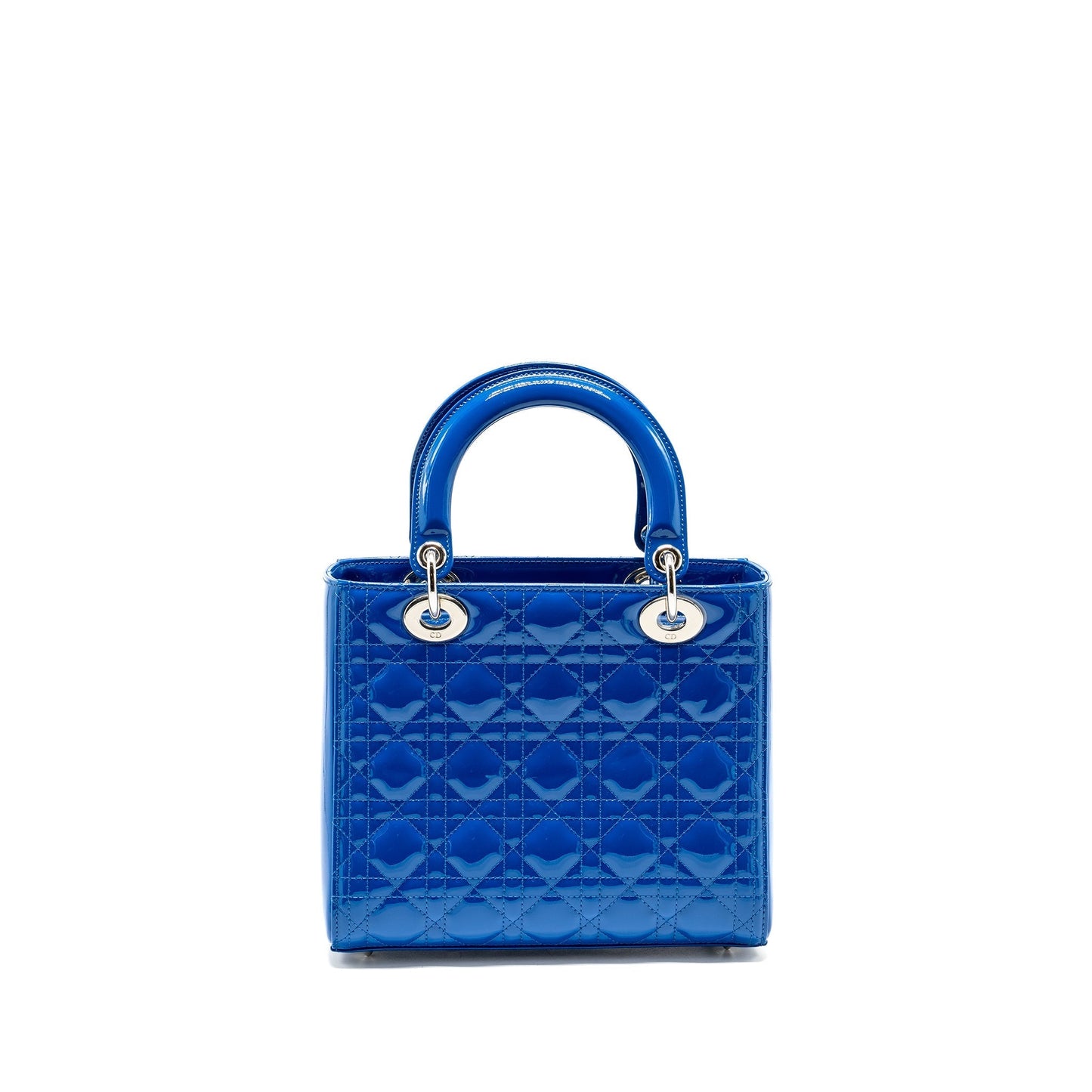 Dior Lady Patent Handbag Blue Medium Travel Bag
