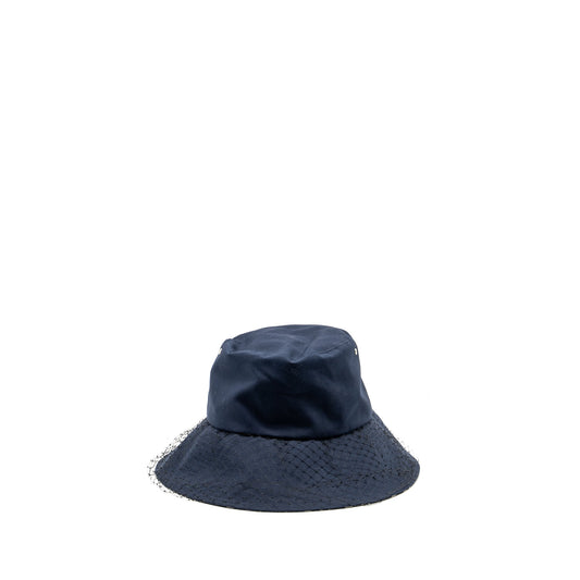 Dior Size Teddy D Brim Hat With Veil Blue Bucket Bucket Bag