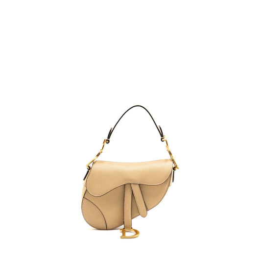 Dior Saddle Purse Calfskin Handbag Beige Mini Travel Bag