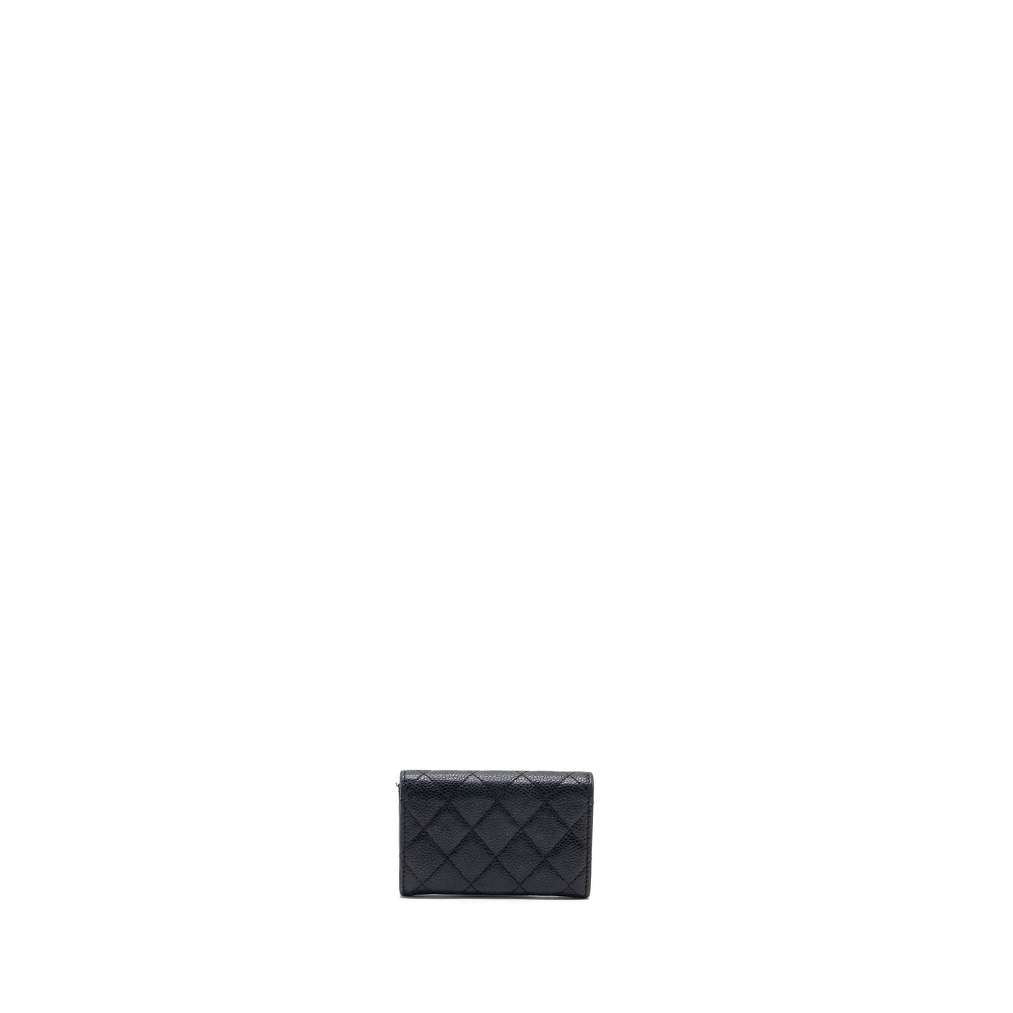 Chanel CLASSIC FLAP CARD HOLDER CAVIAR SHW Black Wallet Case Shw 5
