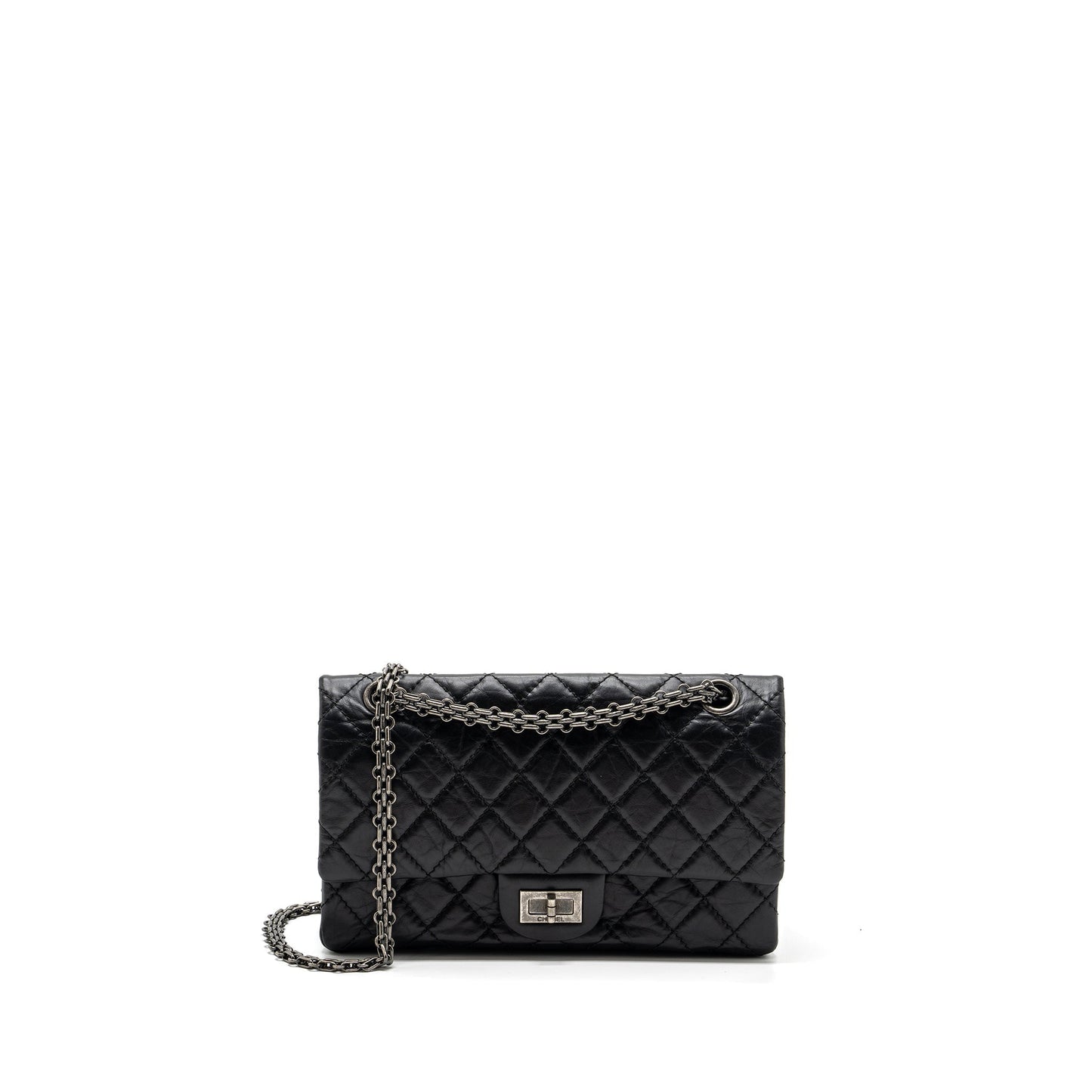 Chanel 2.55 reissue flap aged calfskin ruthenium Black Small Shoulder Bag Ruthenium Hardware