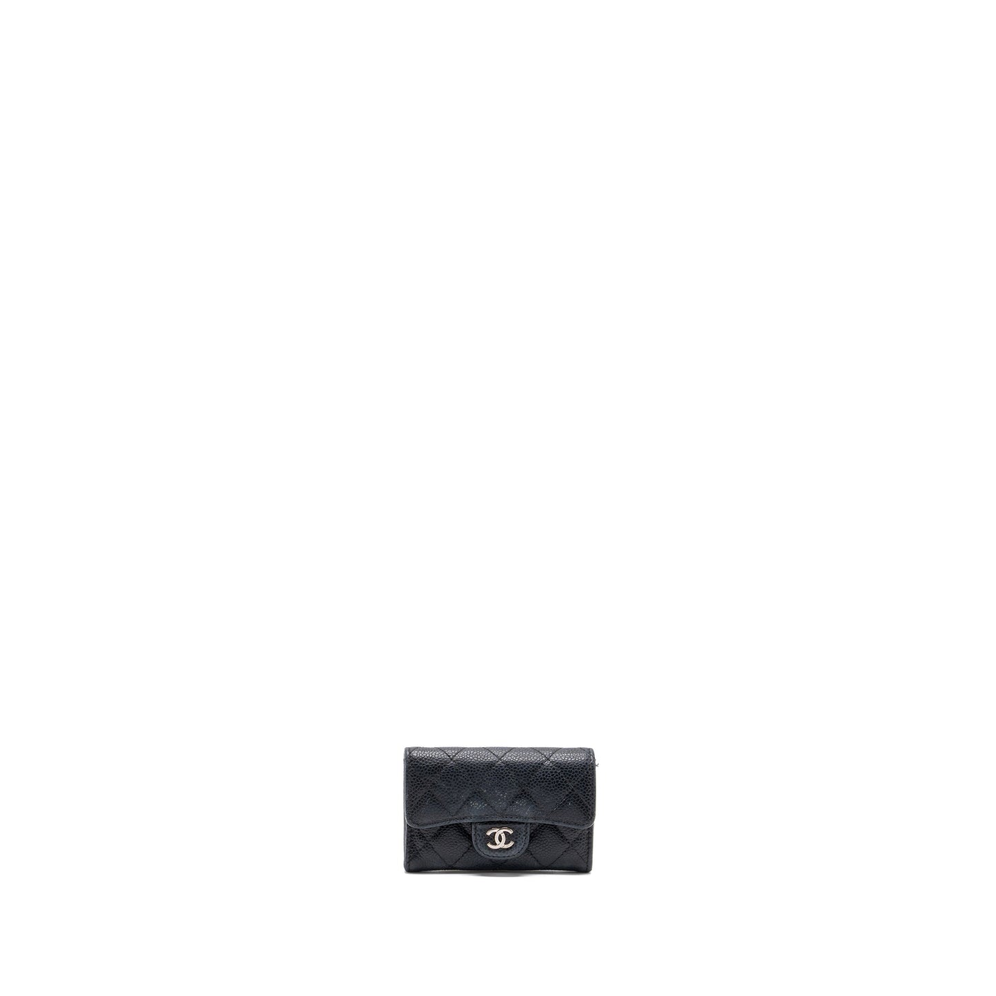 Chanel CLASSIC FLAP CARD HOLDER CAVIAR SHW Black Wallet Case Shw 5