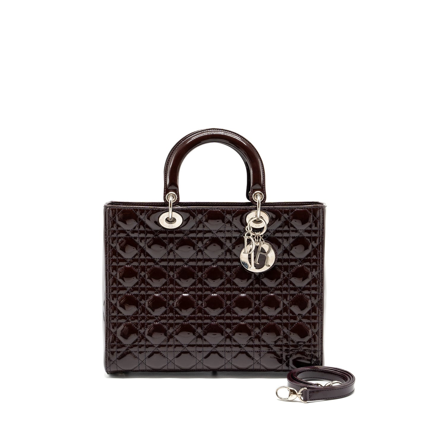 Dior Lady Patent Burgundy Handbag Large Travel Bag